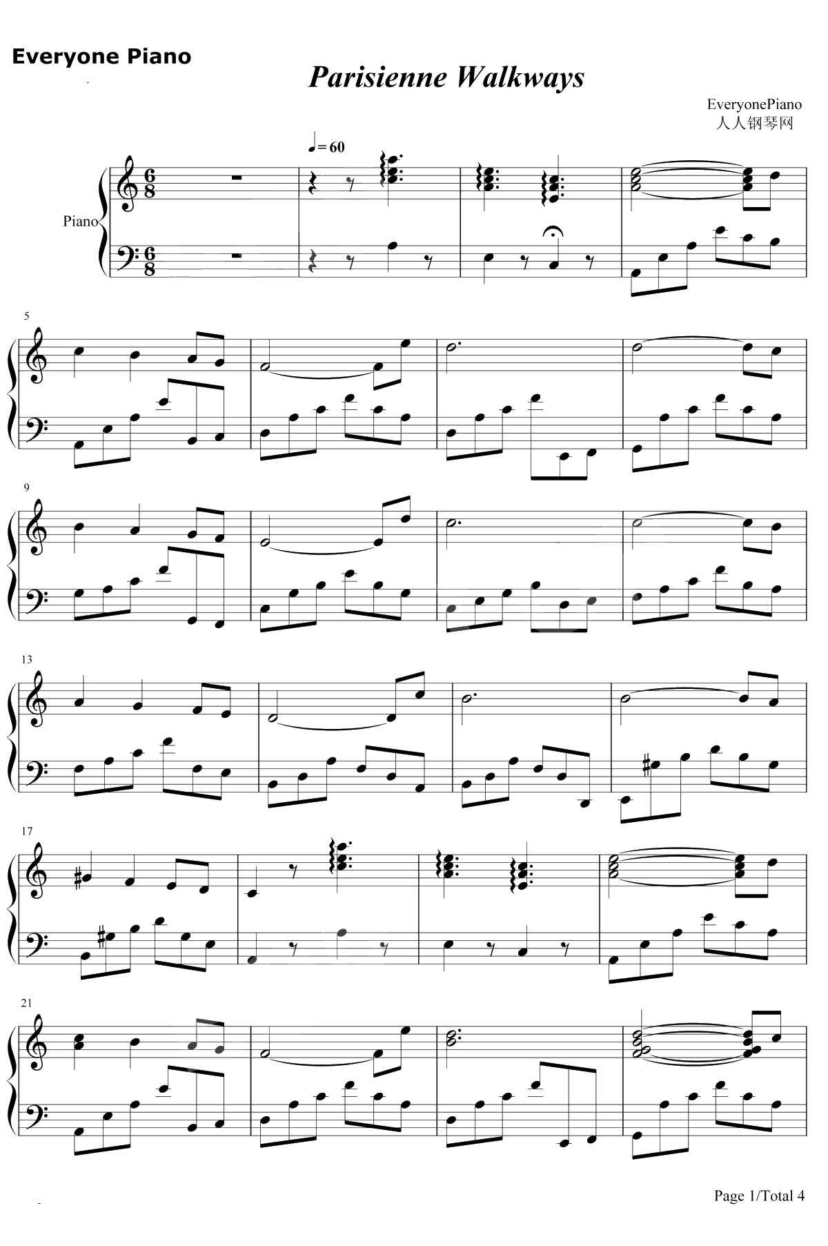 Parisienne Walkways 钢琴谱-Gary Moore1