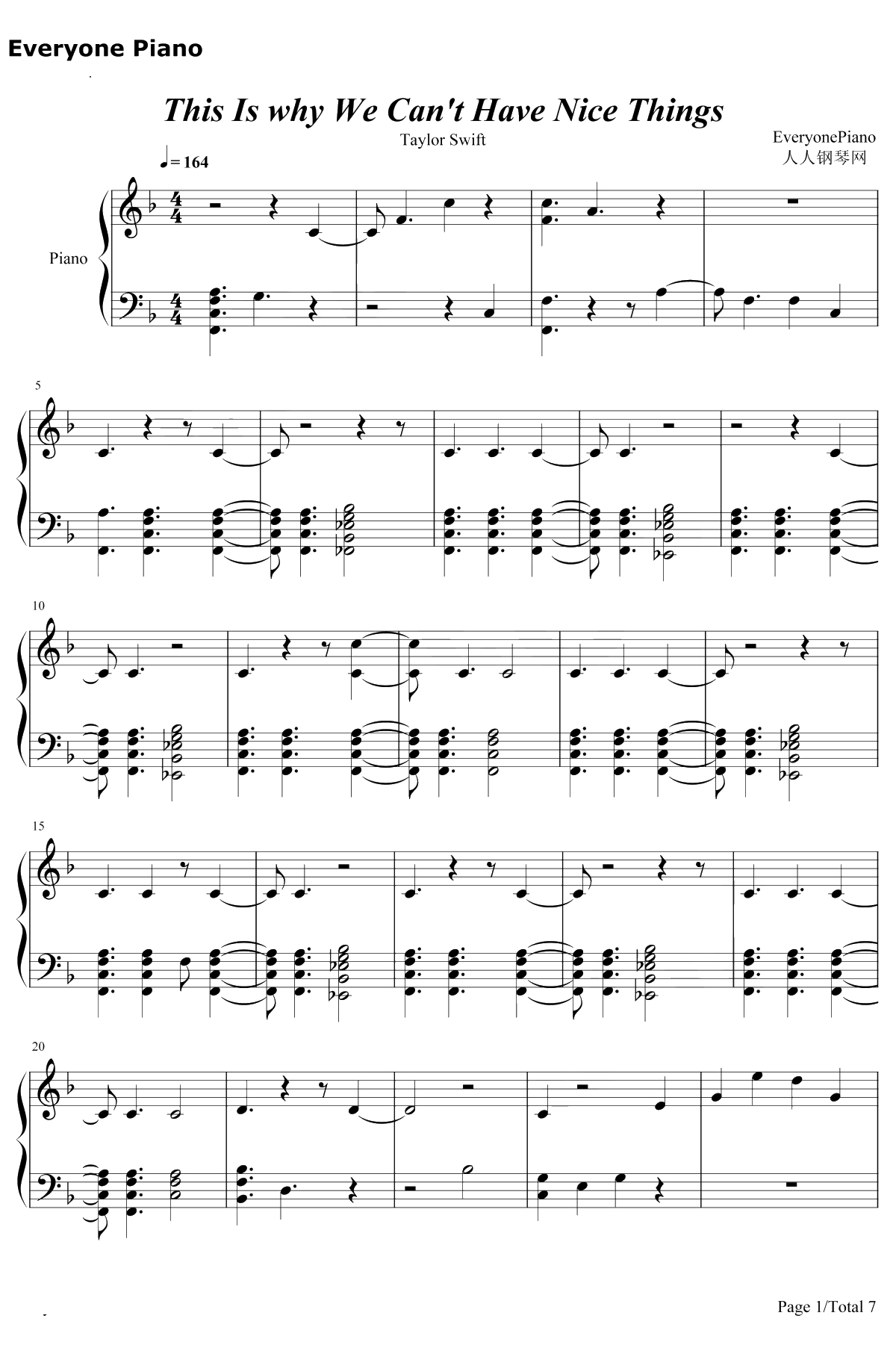 This Is Why We Can't Have Nice Things钢琴谱-Taylor Swift1
