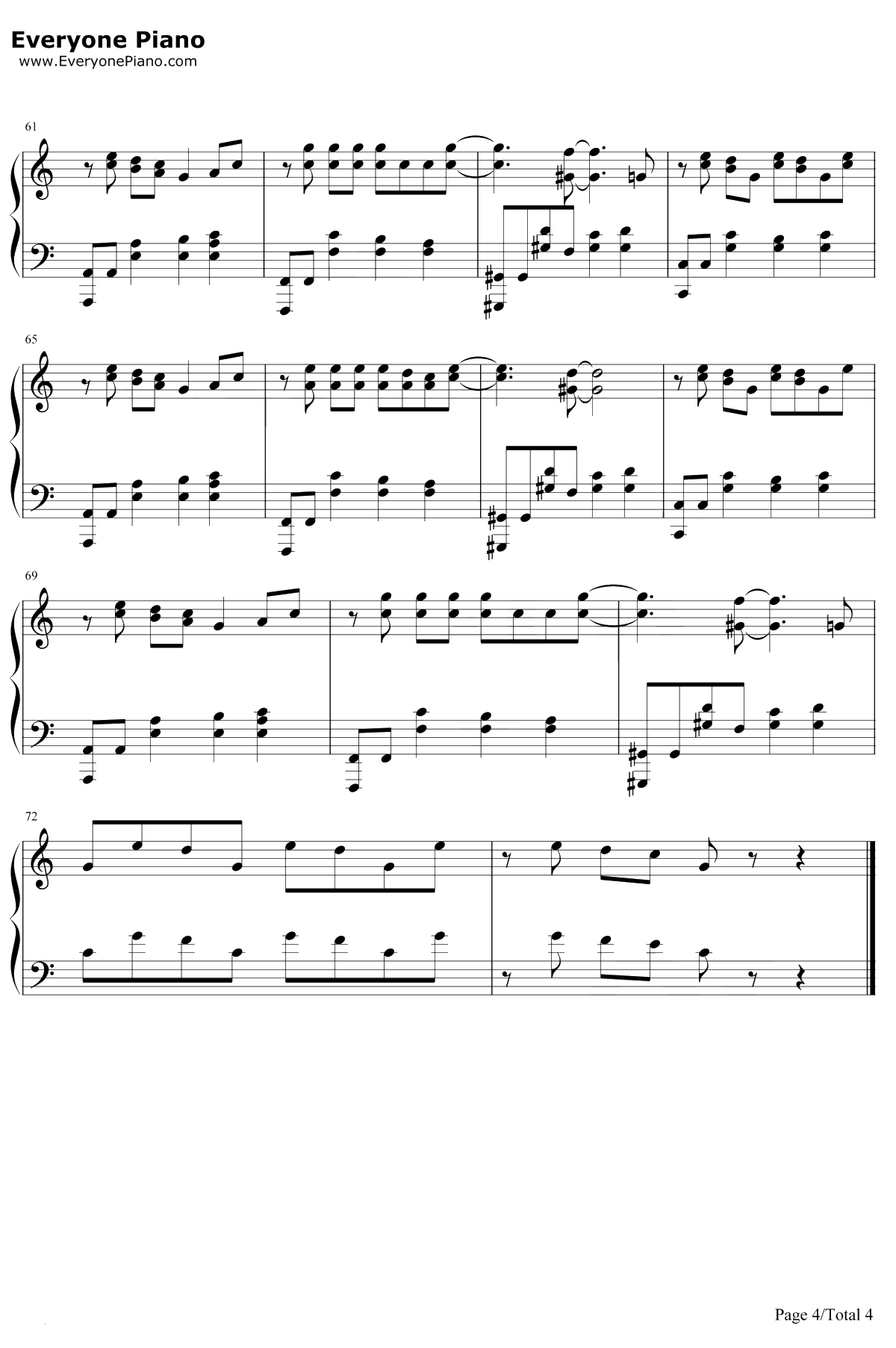 张家明和婉君钢琴谱-李荣浩-纪念出道五周年4