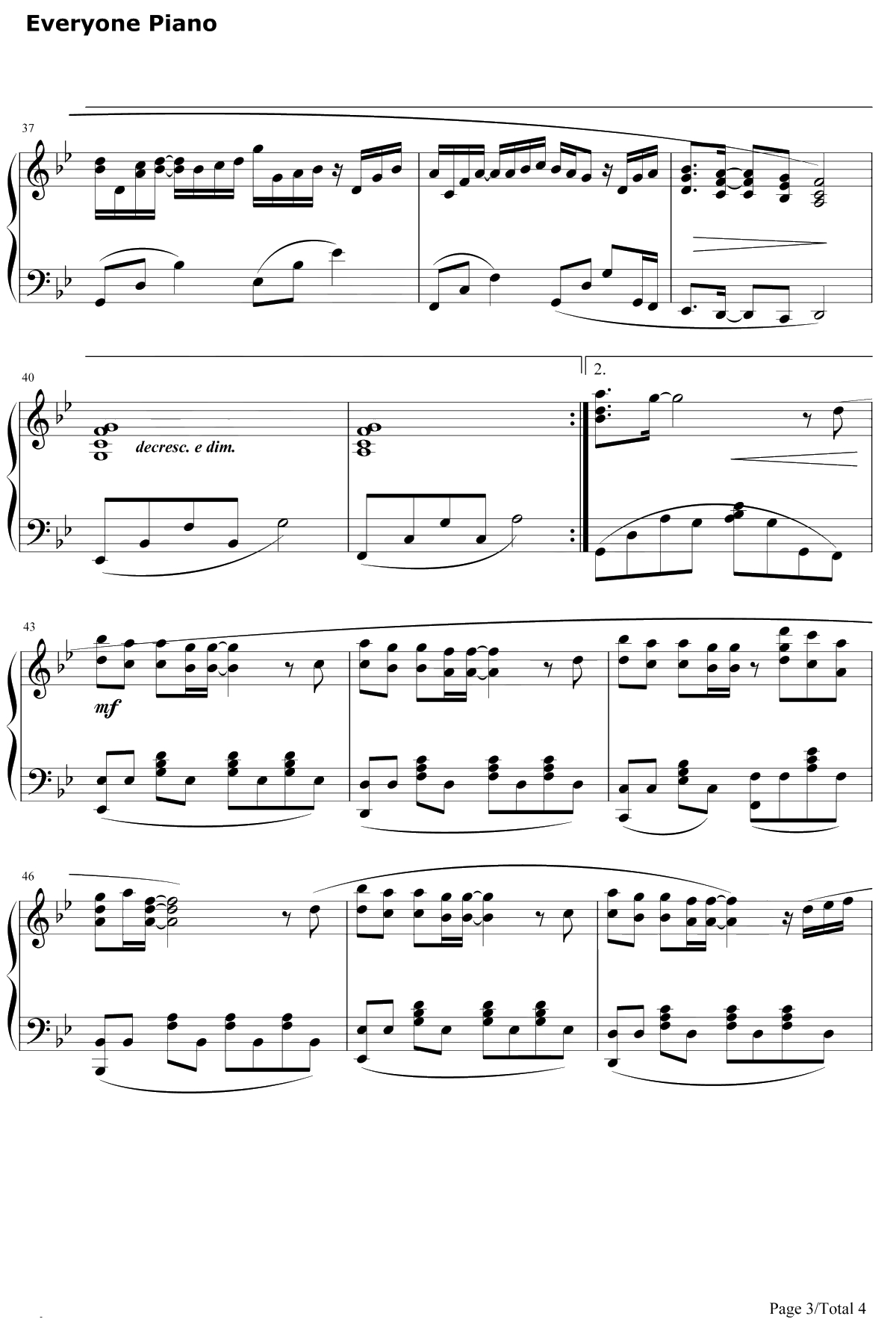 自分への手紙钢琴谱-西村由纪江陈奕迅-伤信3