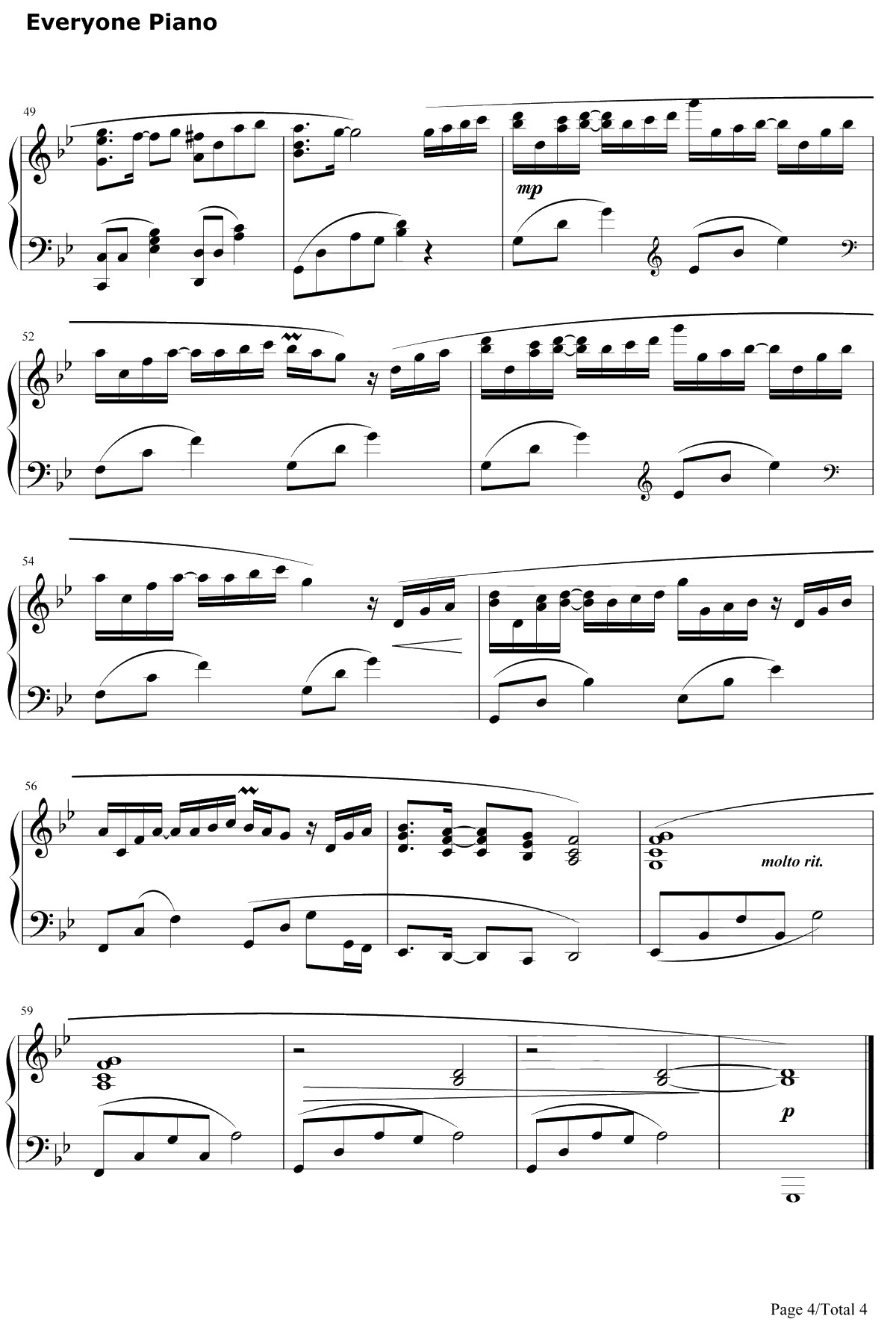 自分への手紙钢琴谱-西村由纪江陈奕迅-伤信4