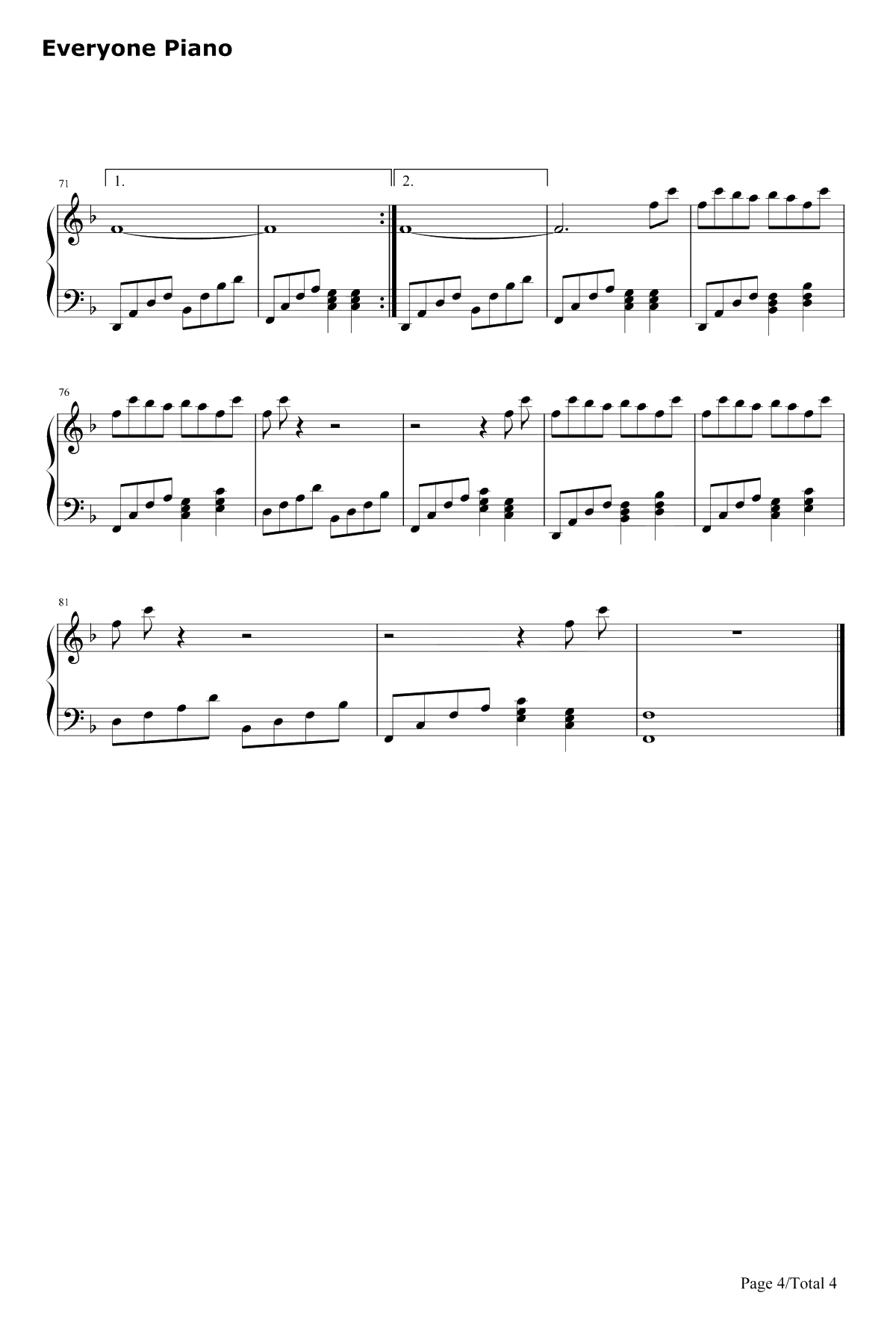 Beautiful World钢琴谱-宇多田光-福音战士新剧场版:序主题曲4