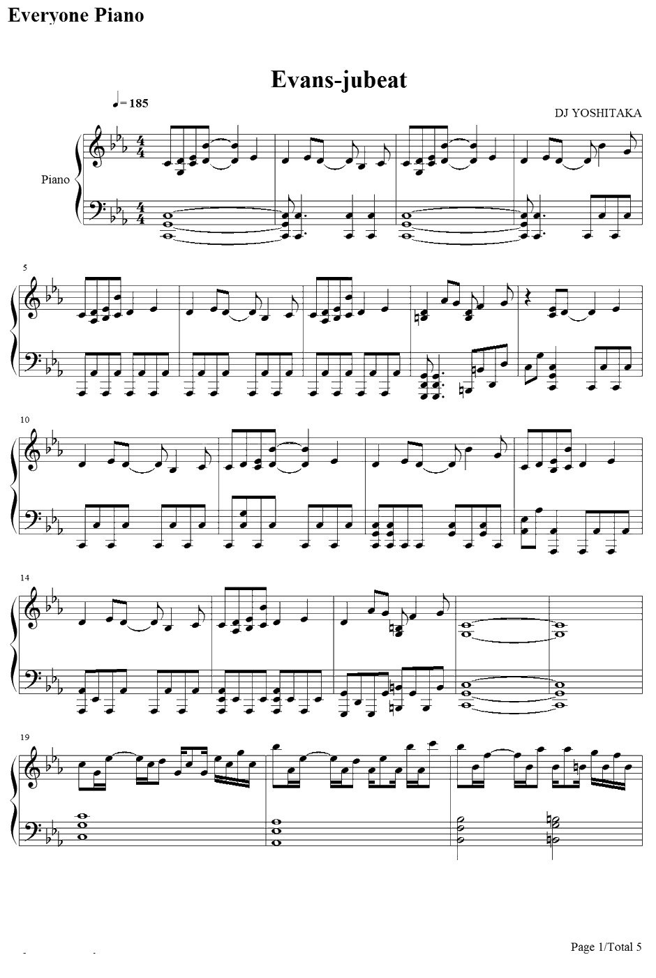 Evans钢琴谱-西村宜隆(DJYOSHITAKA)-乐动魔方OST-JUBEATOST1