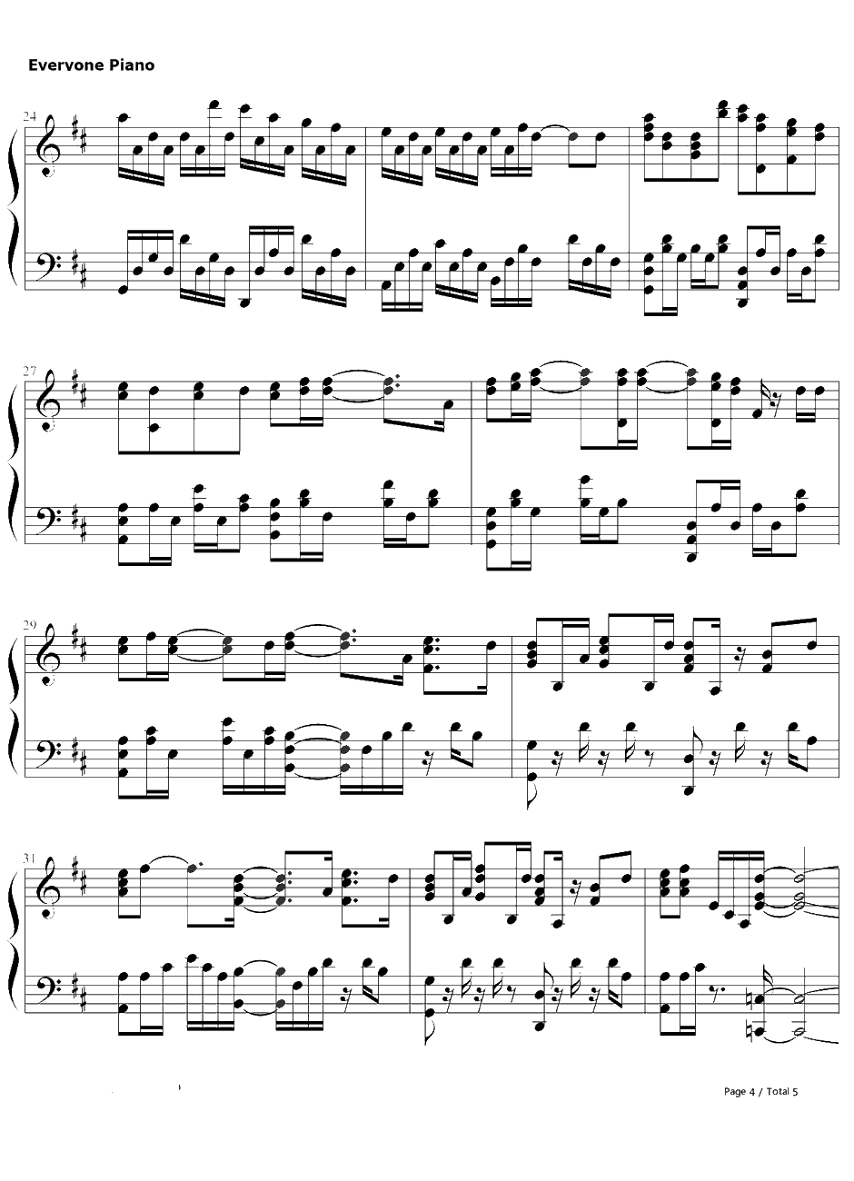 絵空事钢琴谱-nano.RIPE -散华礼弥OP4