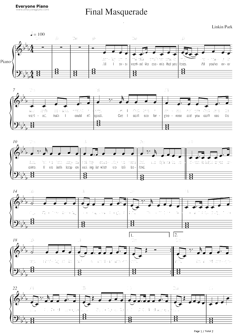 Final Masquerade钢琴谱-LinkinPark1