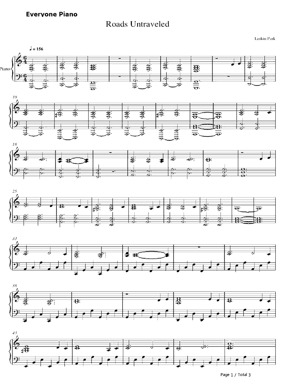 Roads Untraveled钢琴谱-LinkinPark1