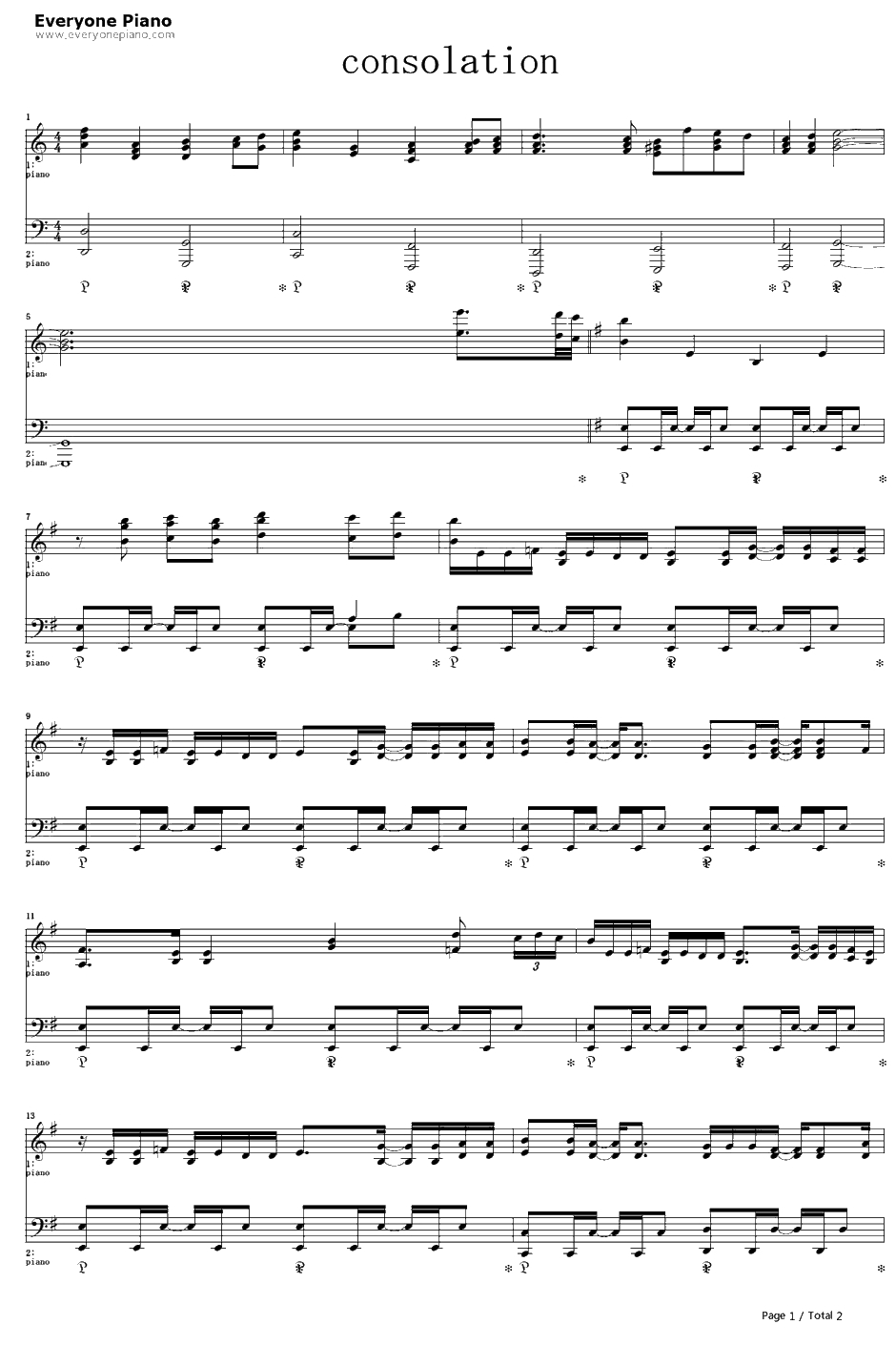 Consolation钢琴谱-Kalafina1