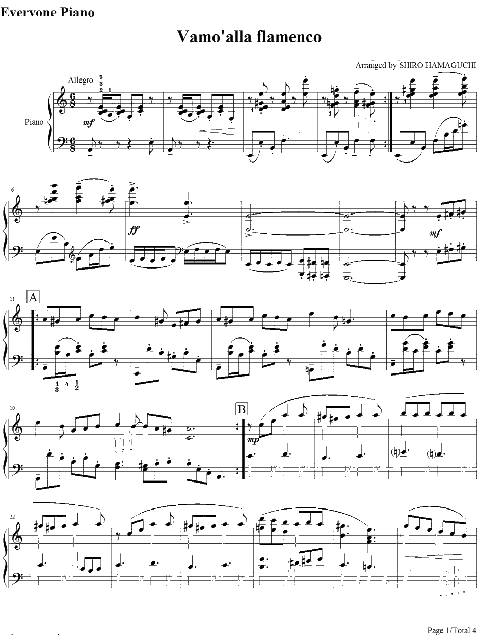 Vamo' Alla Flamenco钢琴谱-植松伸夫-最终幻想IXOST1