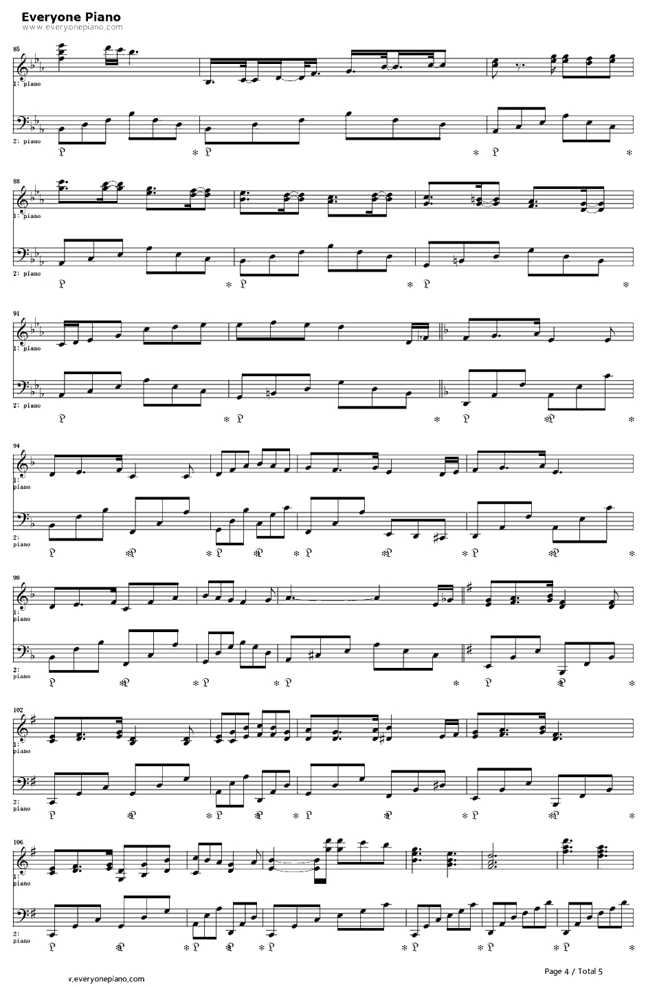 伤迹钢琴谱-Kalafina-空之境界:第三章痛觉残留ED4