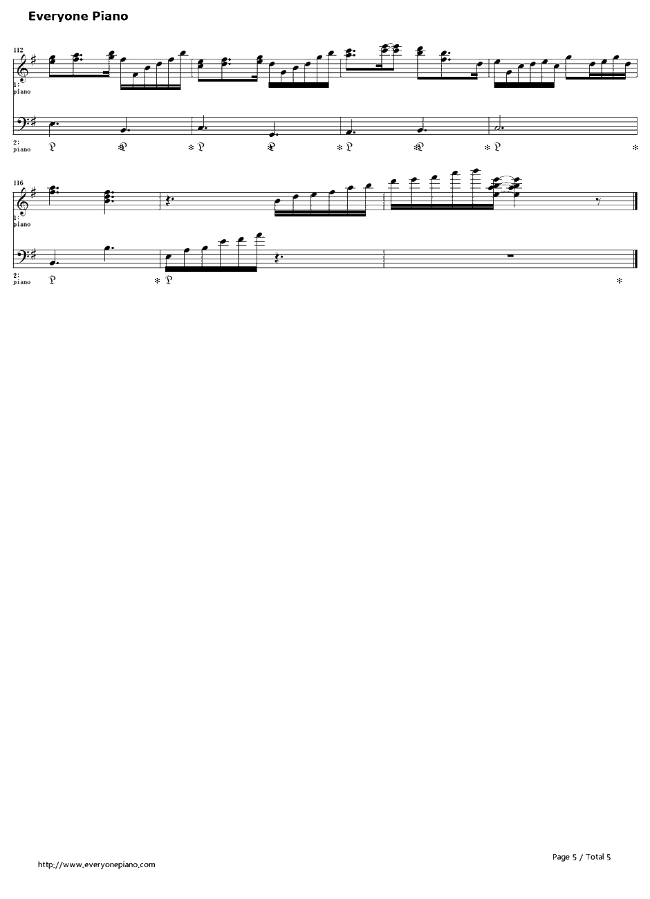 伤迹钢琴谱-Kalafina-空之境界:第三章痛觉残留ED5