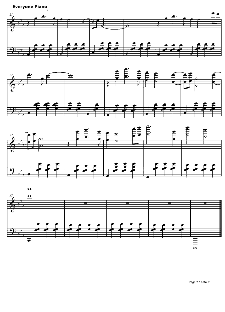 悲しみの果て钢琴谱-洼田ミナ-神无月的巫女OST2