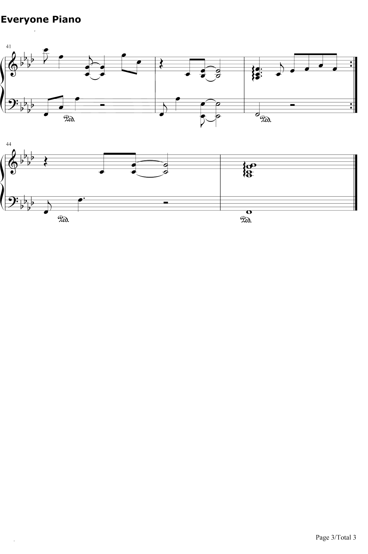 西海情歌钢琴谱-降央卓玛/刀郎3