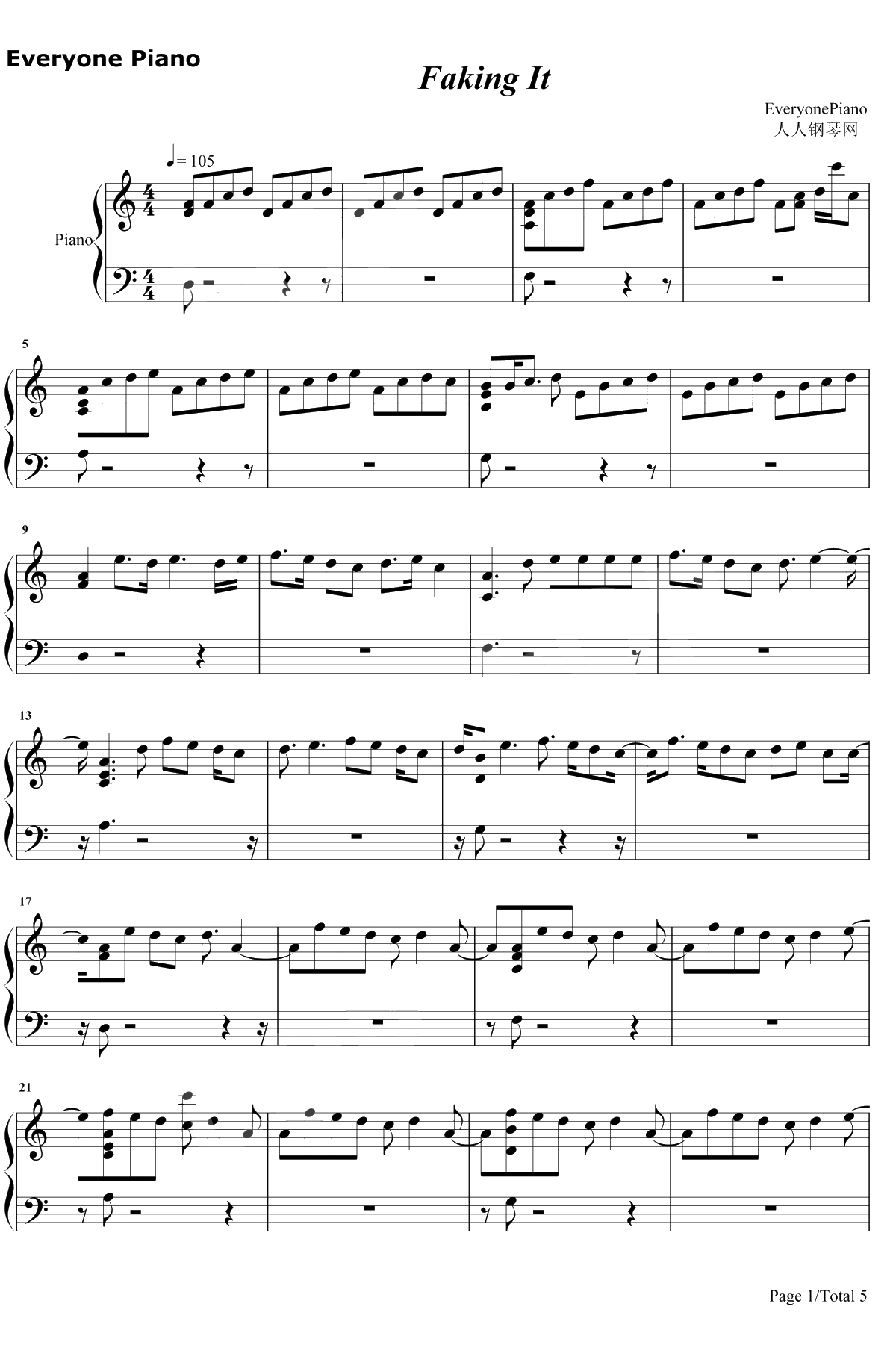 Faking It钢琴谱-Calvin Harris1