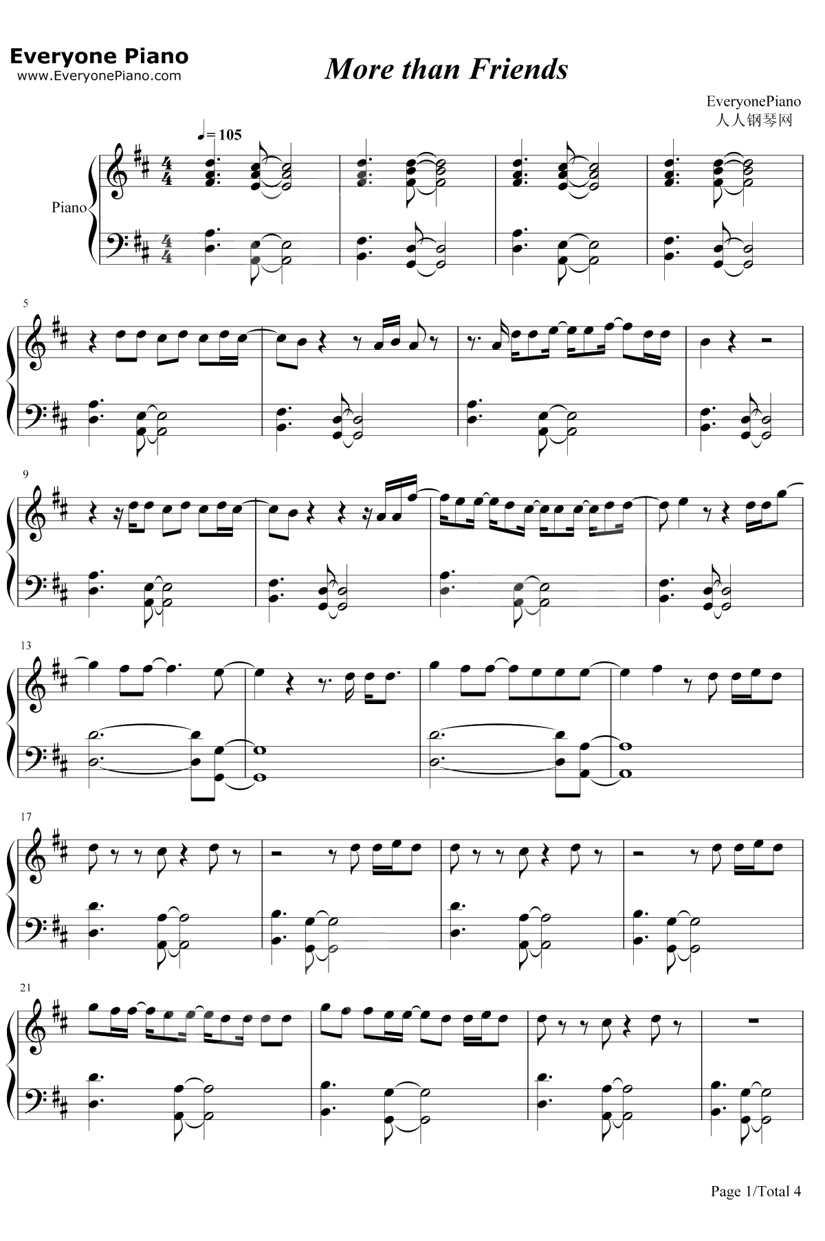 More Than Friends钢琴谱-Jason Mraz / Meghan Trainor1