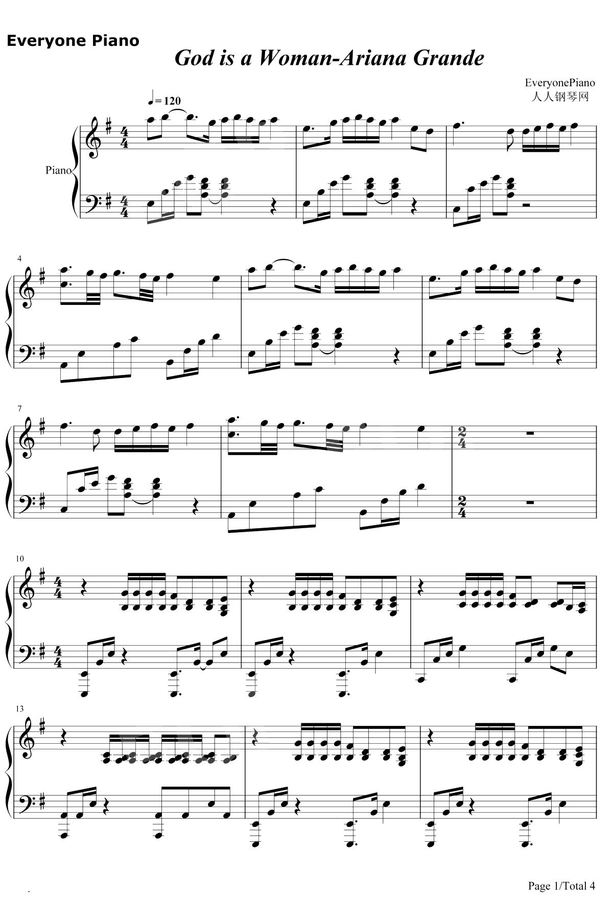 God Is a Woman钢琴谱-Ariana Grande1