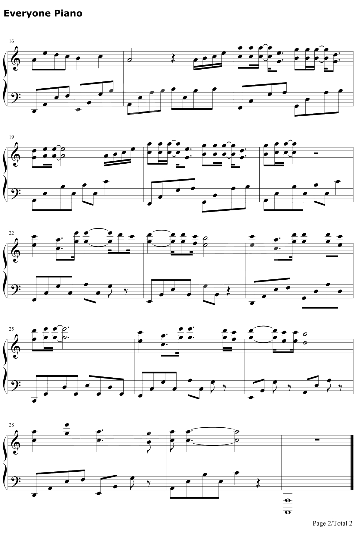 红墙叹钢琴谱-胡夏-延禧攻略片尾曲2