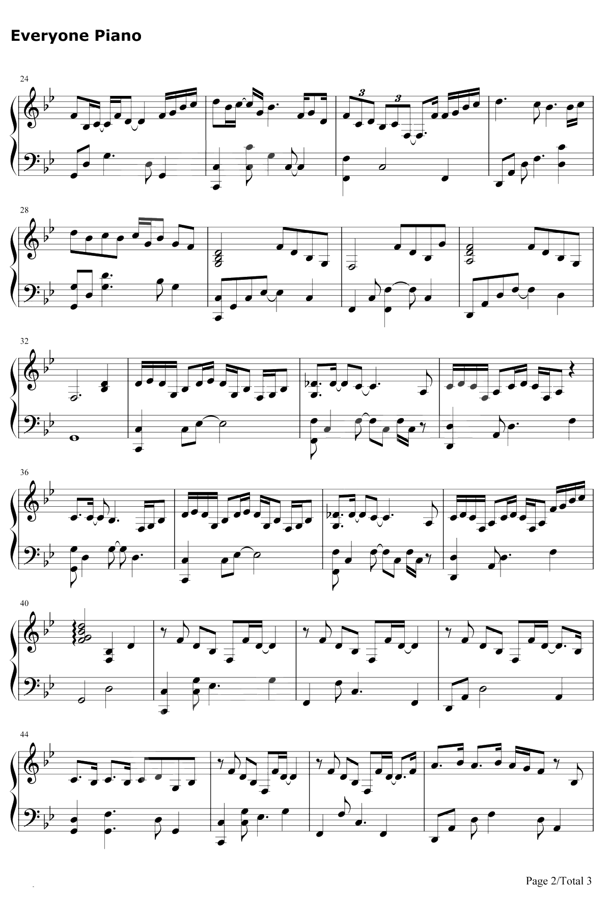 边走边爱钢琴谱-冯提莫2