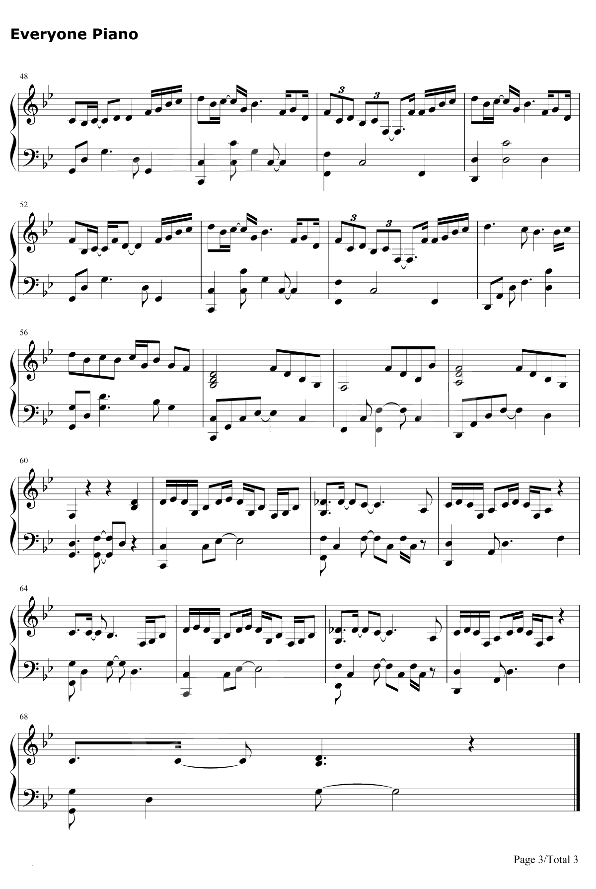 边走边爱钢琴谱-冯提莫3