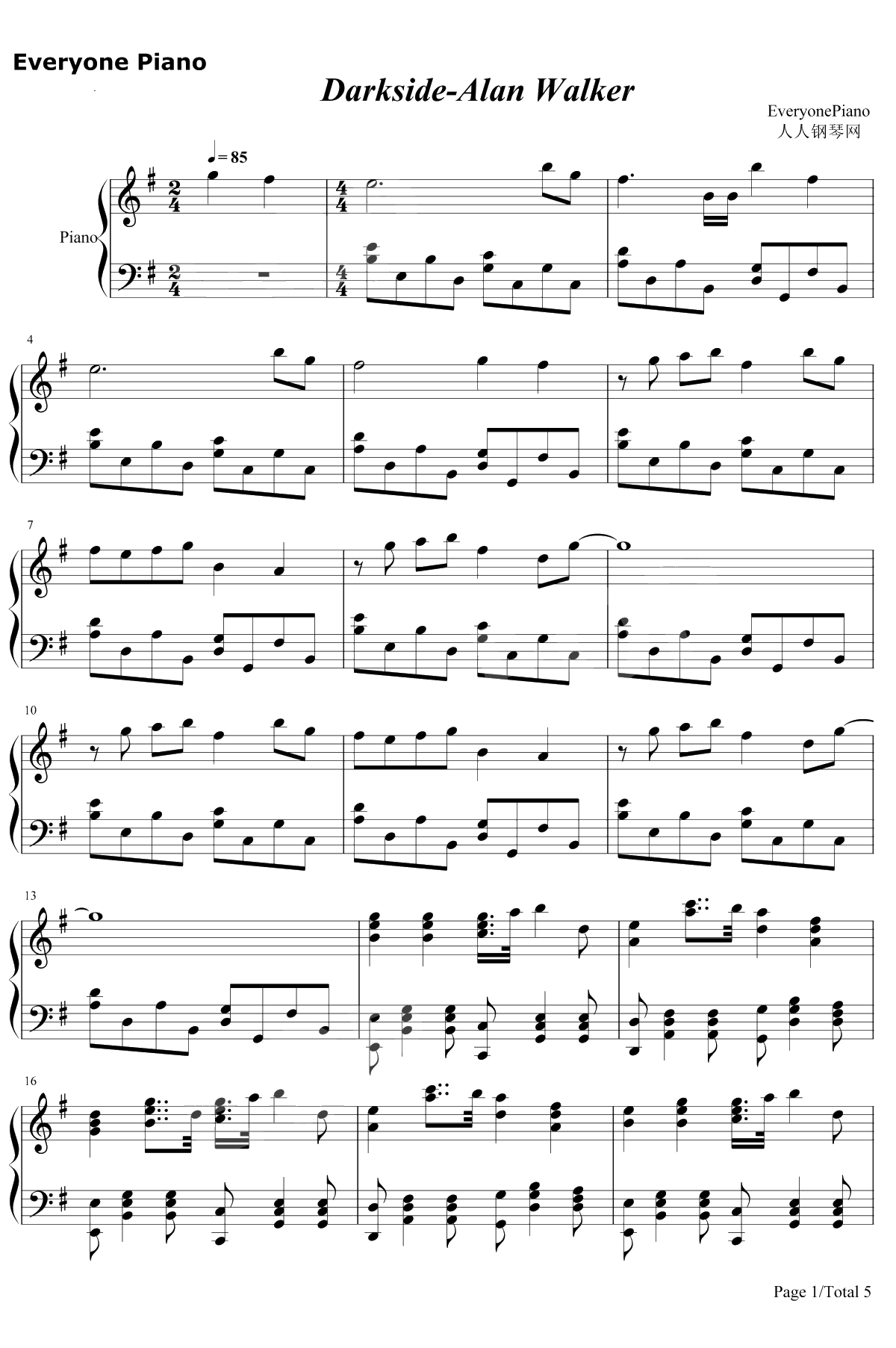 Darkside 钢琴谱-Alan Walker1