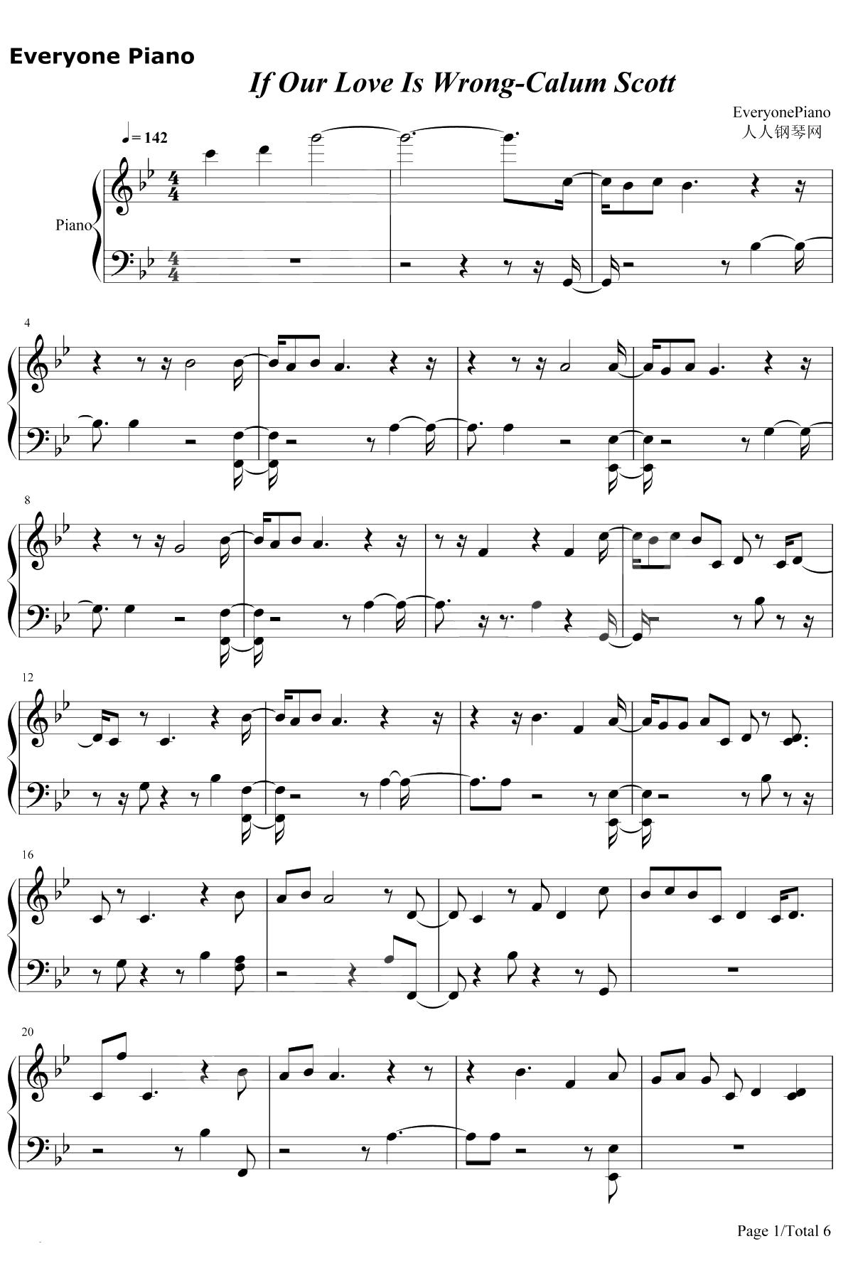 If Our Love Is Wrong钢琴谱-Calum Scott1