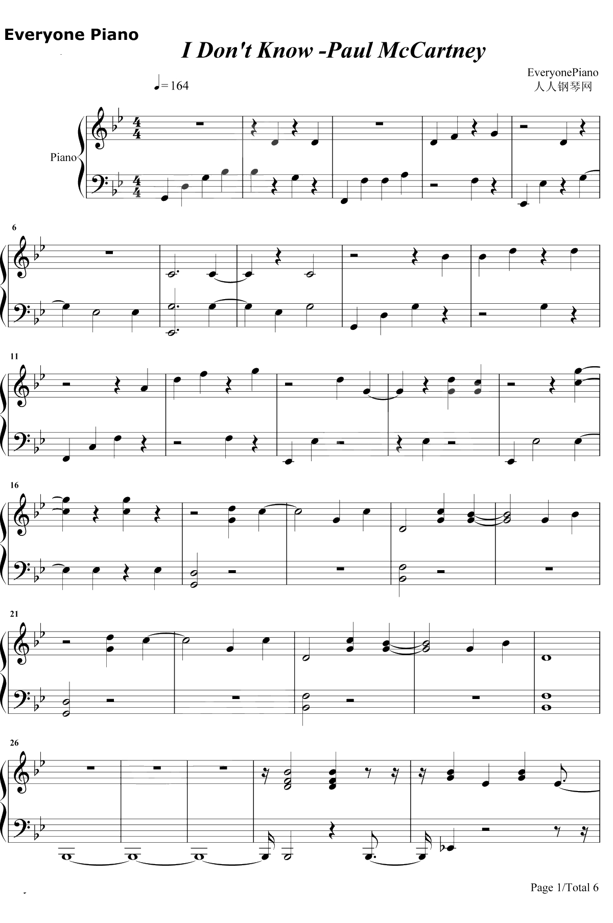 I Don't Know钢琴谱-Paul McCartney1