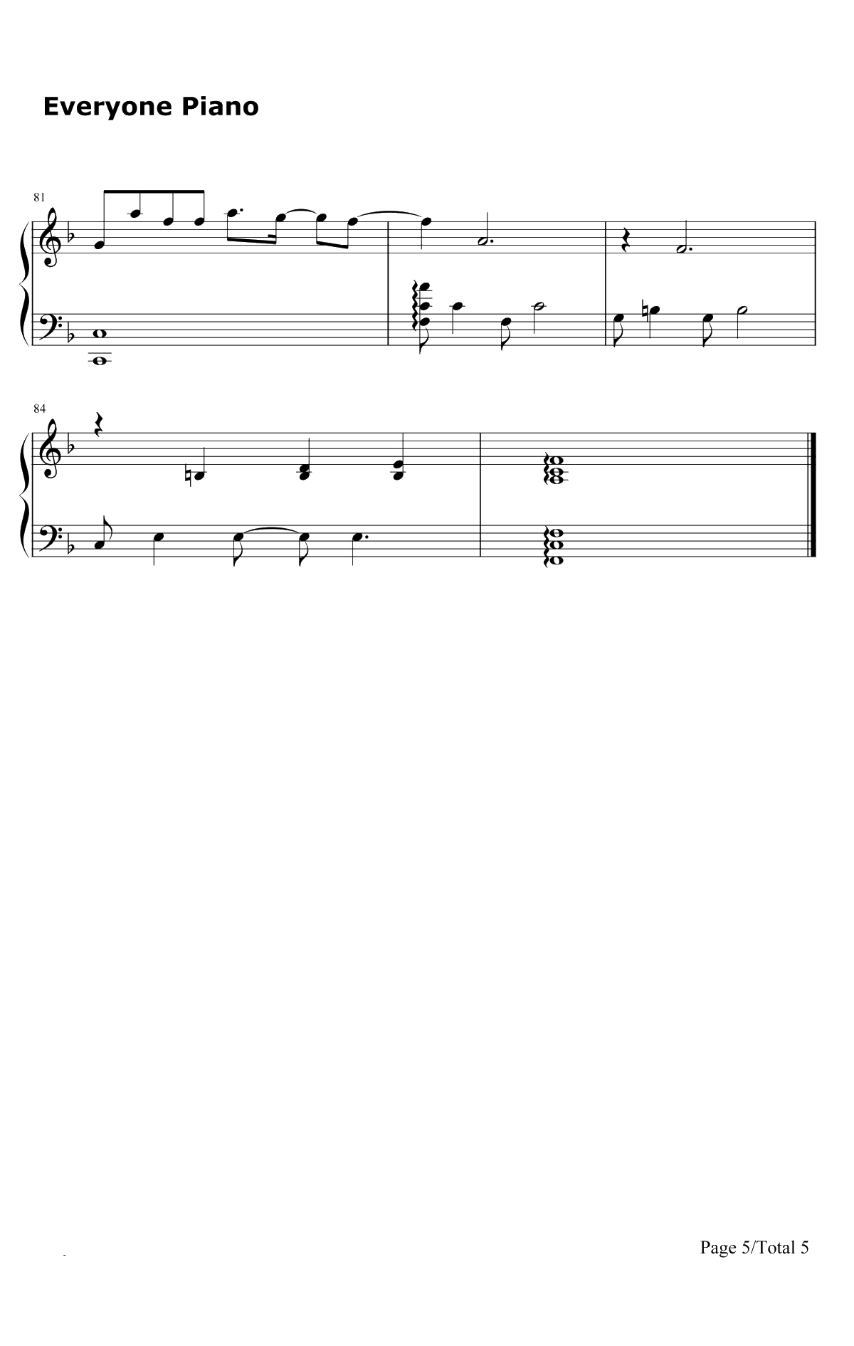 小幸运钢琴谱-Hebe/田馥甄5