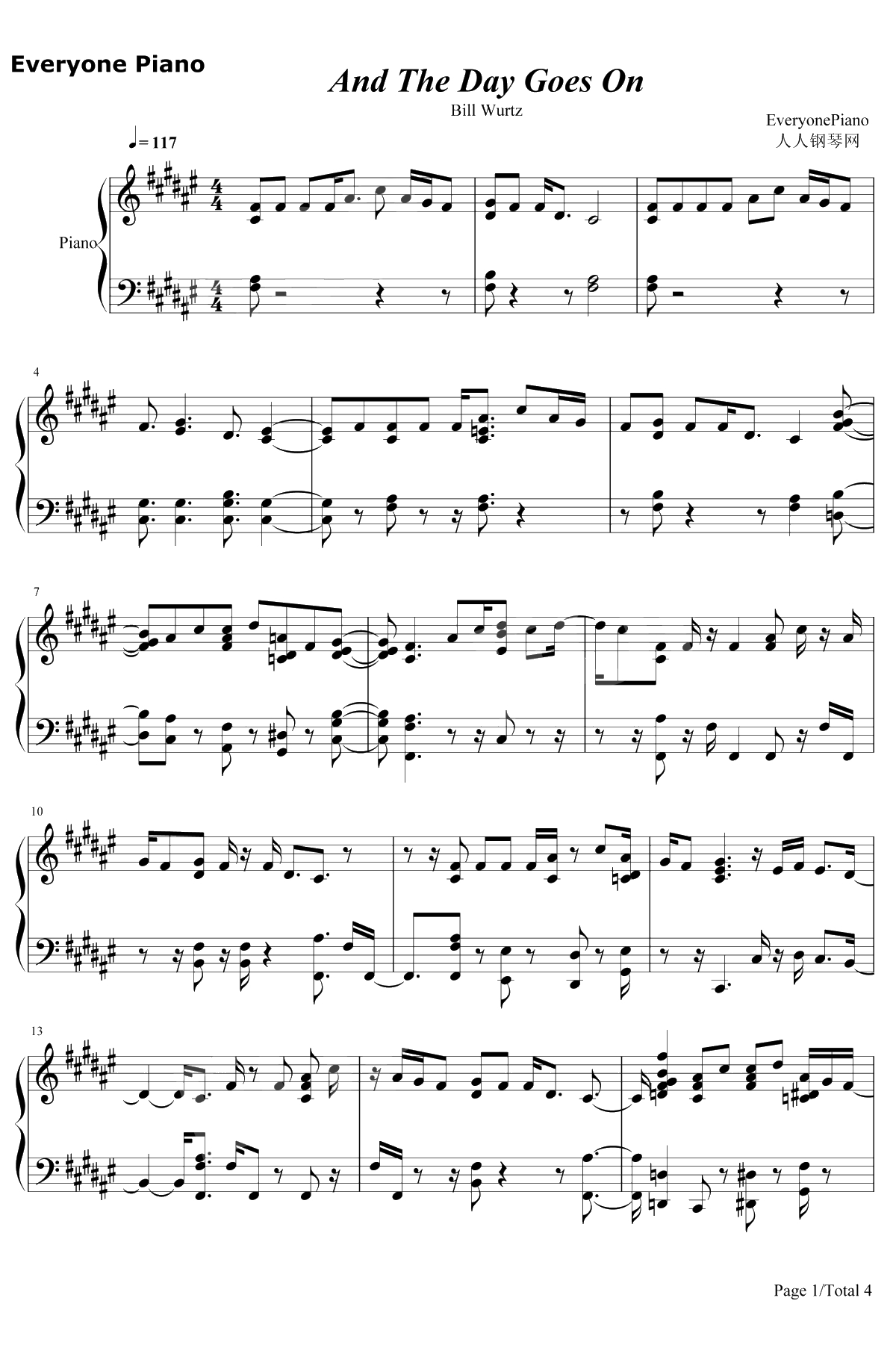 And the Day Goes On钢琴谱-Bill Wurtz1