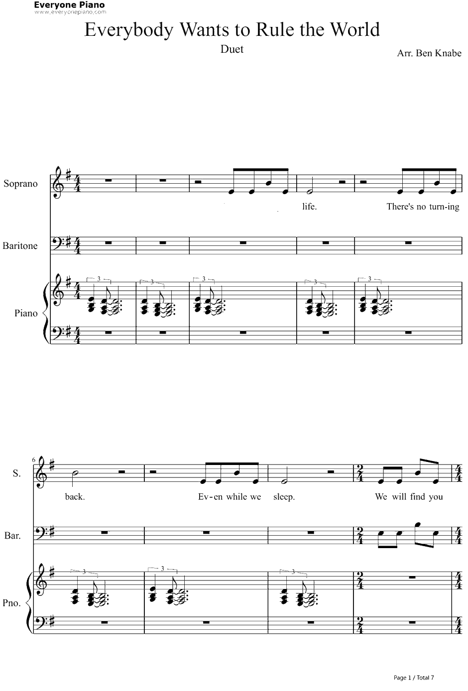 Every body Wants to Rulethe World钢琴谱-TearsforFears1