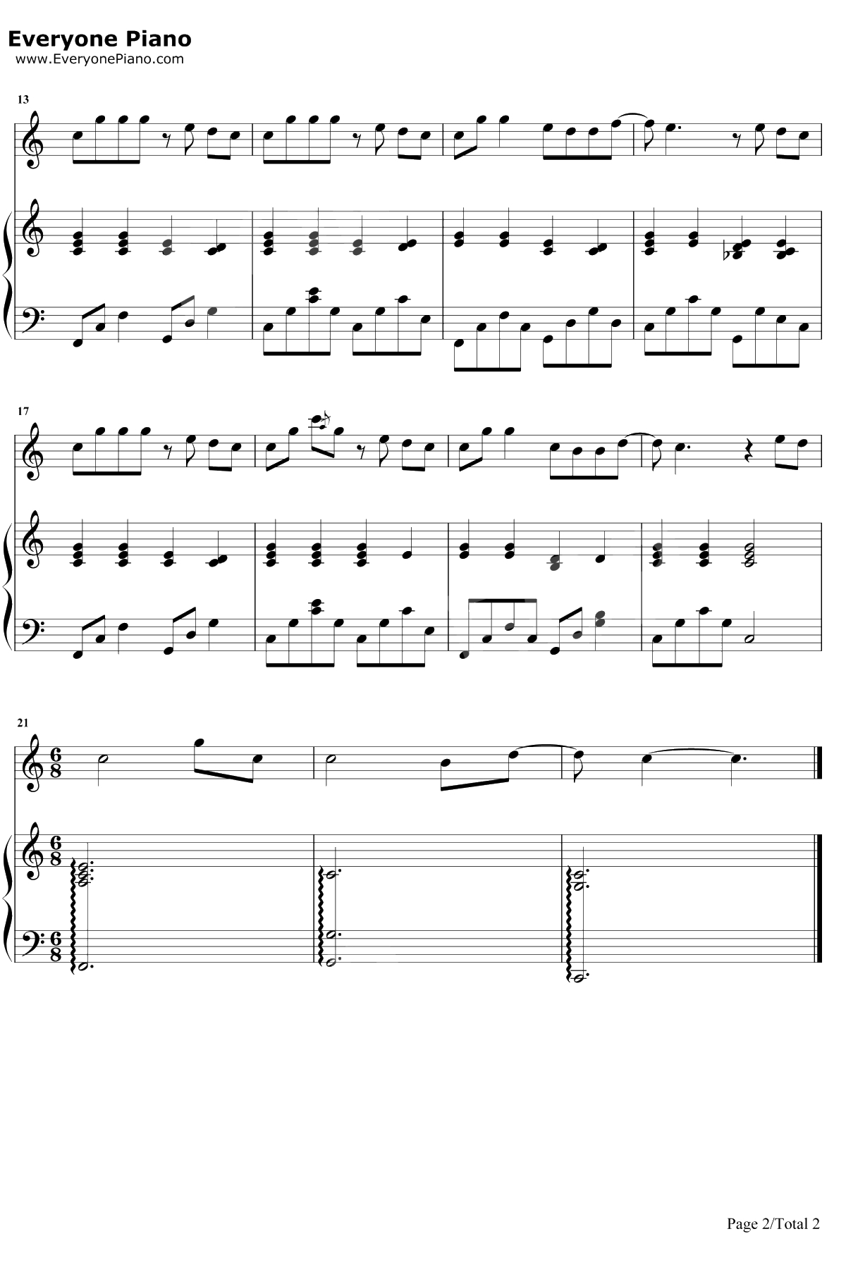 小拳拳捶你胸口钢琴谱-刘瑞琦2