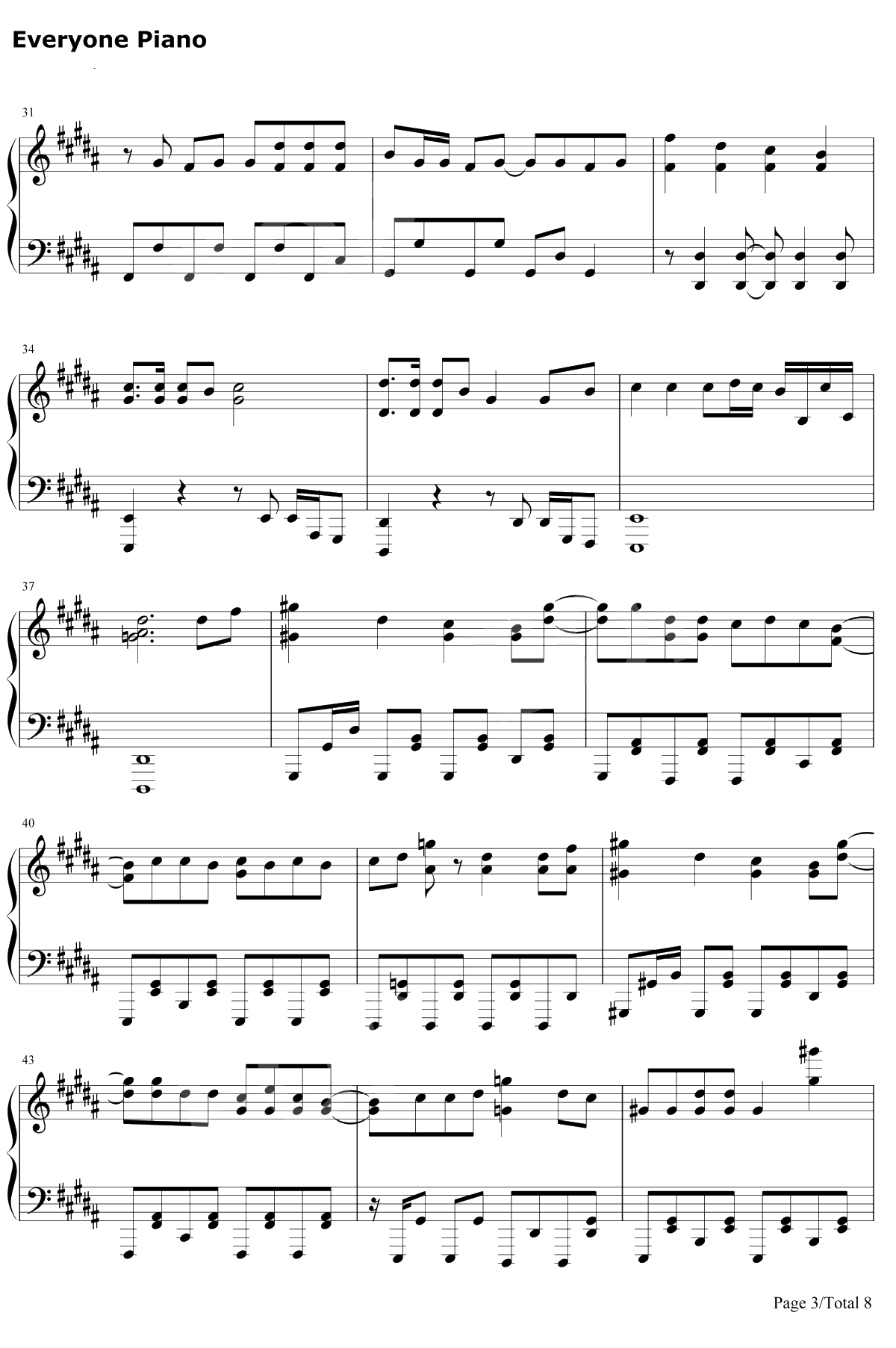 太阳系迪斯科钢琴谱-初音未来3