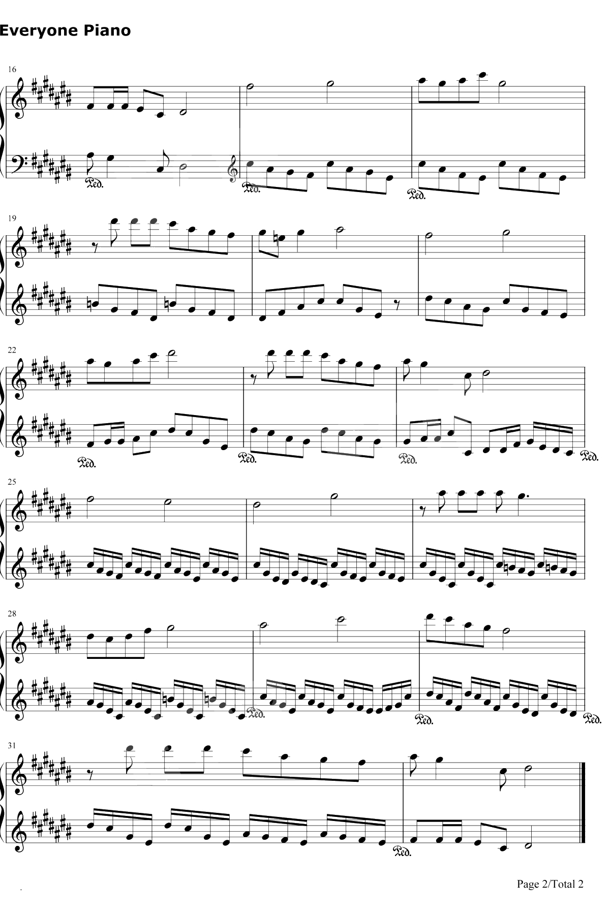 山居秋暝钢琴谱-心然-轩辕剑3外传天之痕天外村插曲2