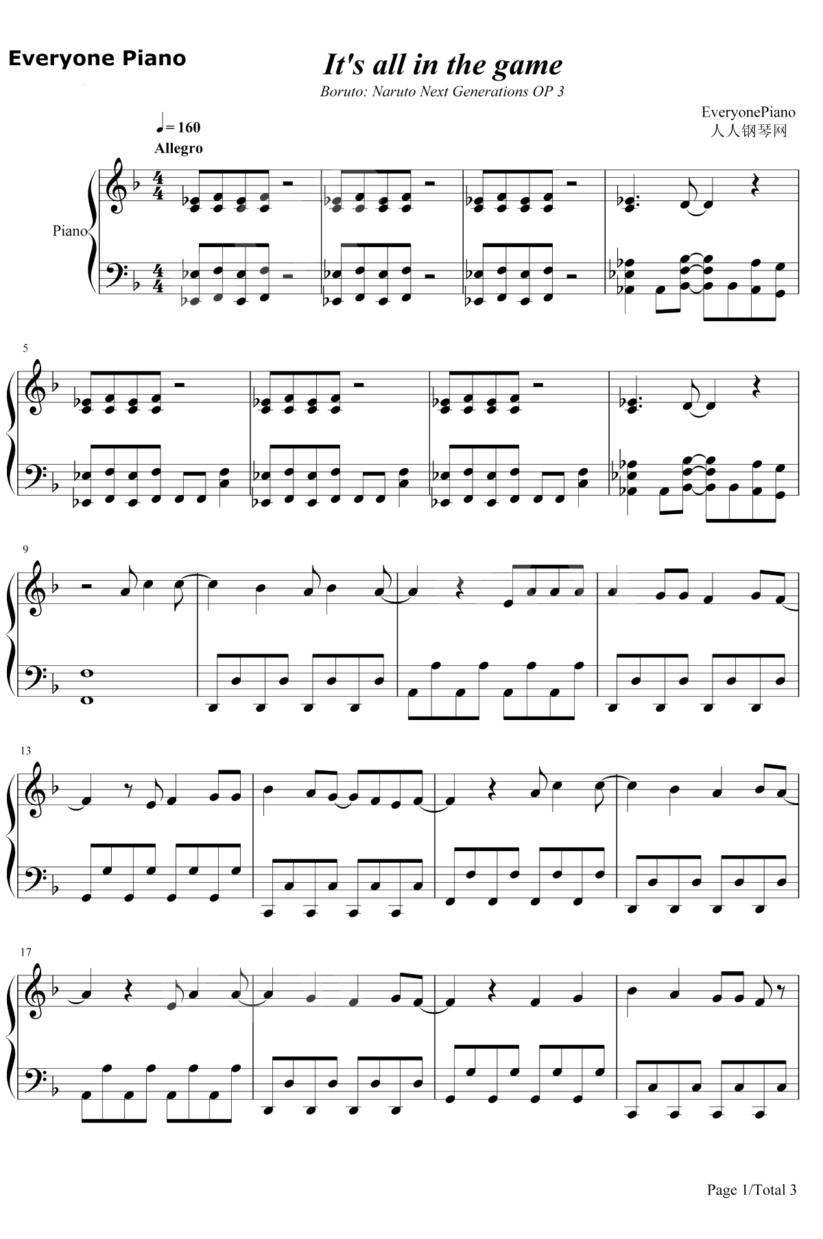 It's all in the game钢琴谱-Qyoto1