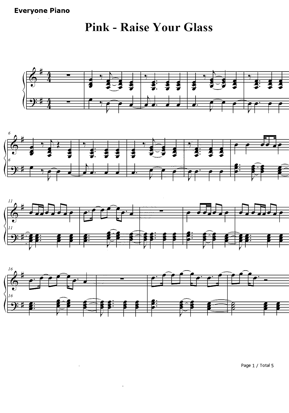 Raise Your Glass钢琴谱-Pink1