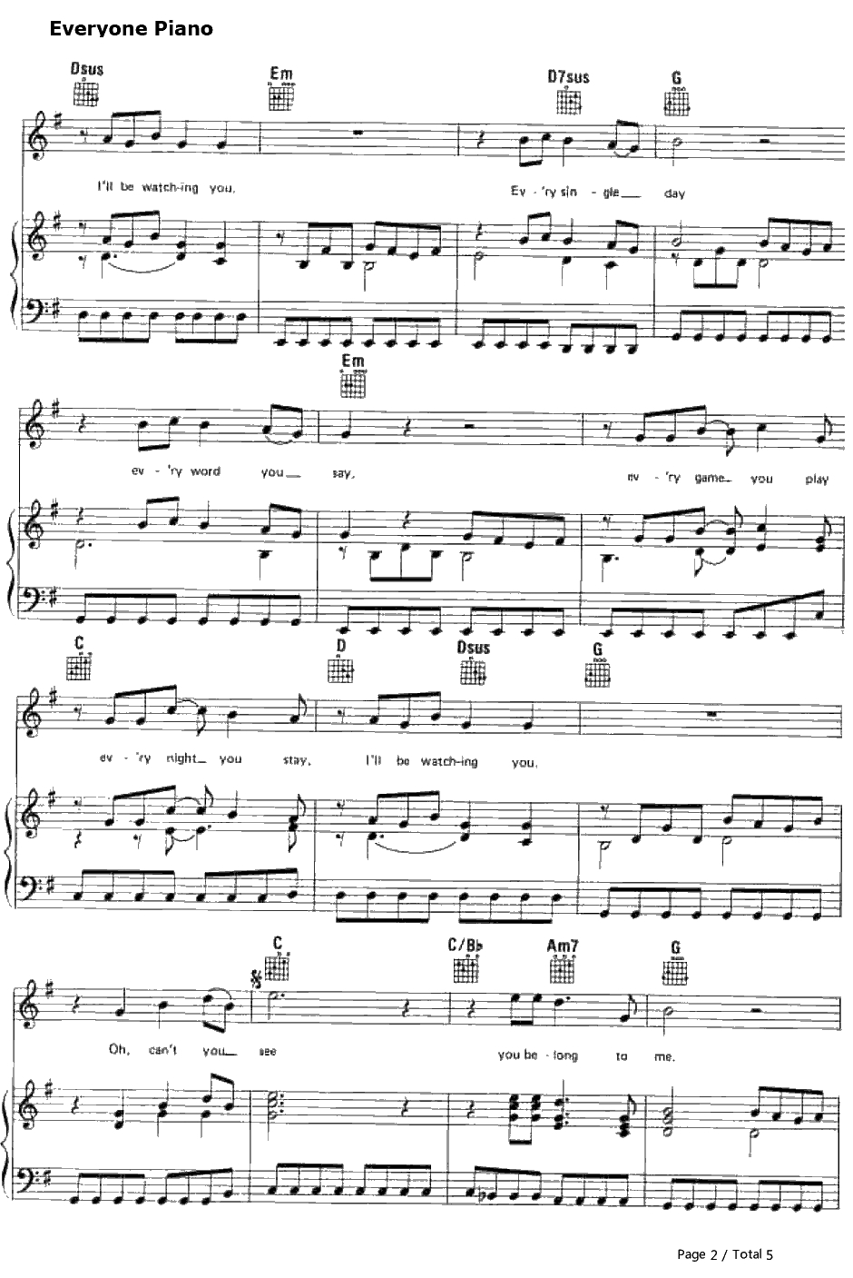 Every Breath You Take钢琴谱-Sting ThePolice(警察乐队)-Sting2