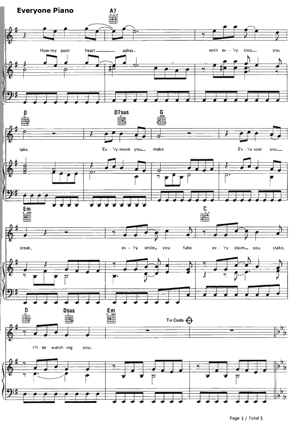 Every Breath You Take钢琴谱-Sting ThePolice(警察乐队)-Sting3