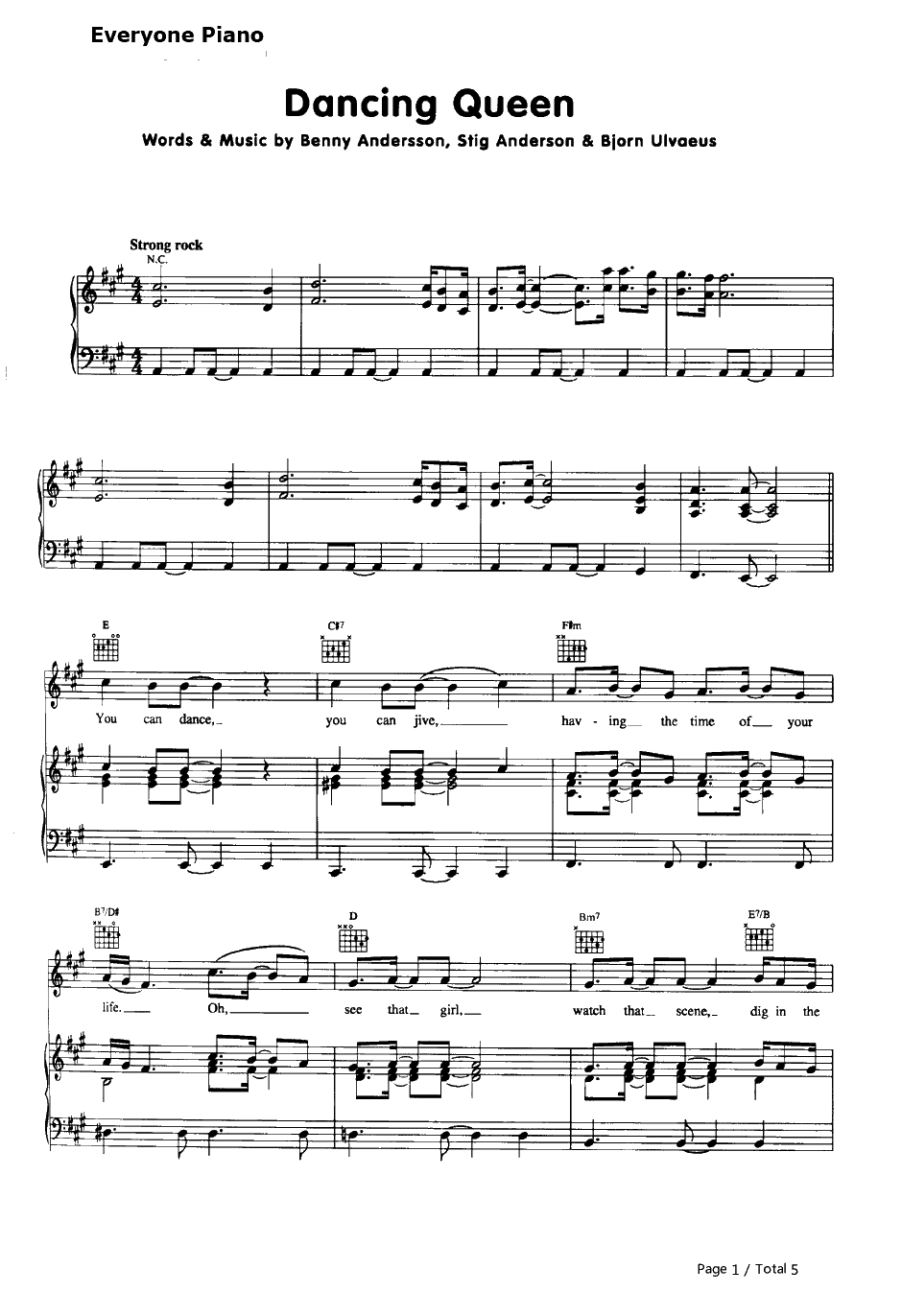 Dancing Queen钢琴谱-ABBA1