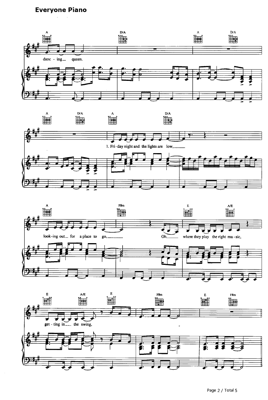 Dancing Queen钢琴谱-ABBA2