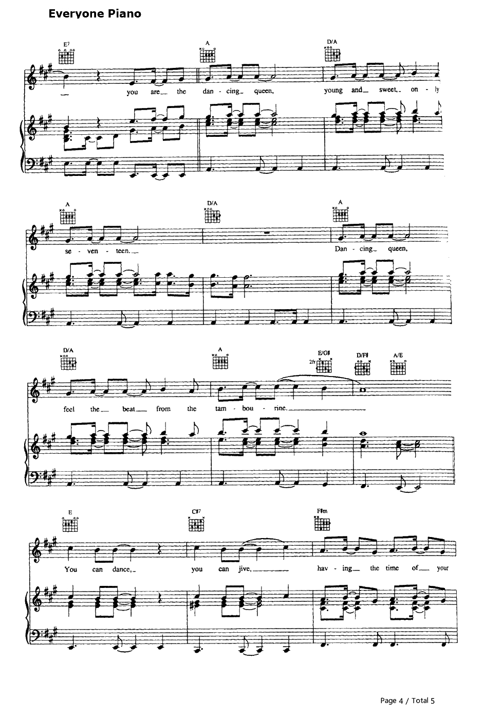 Dancing Queen钢琴谱-ABBA4