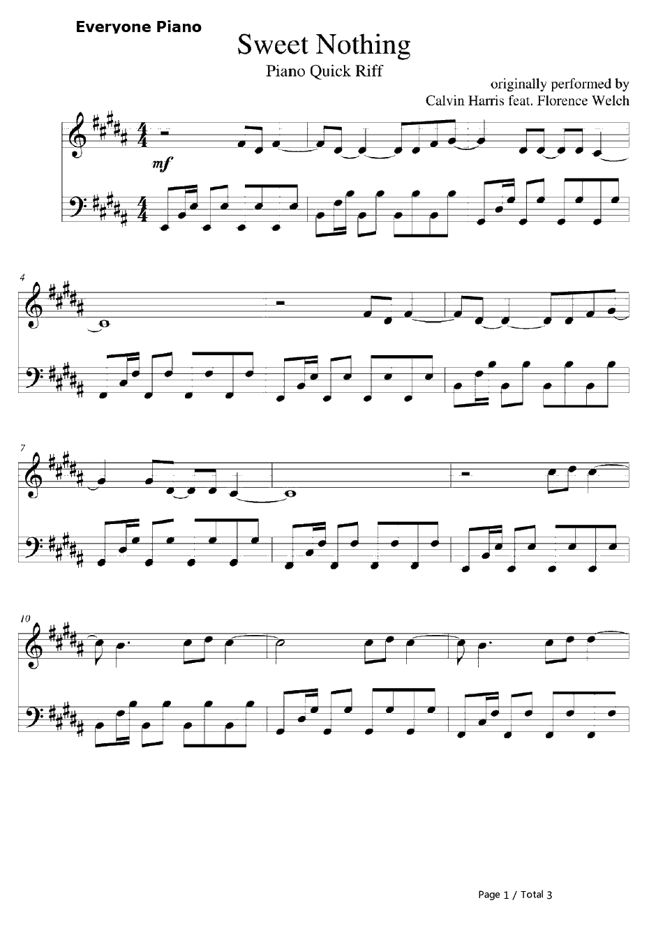 Sweet Nothing钢琴谱-CalvinHarris1