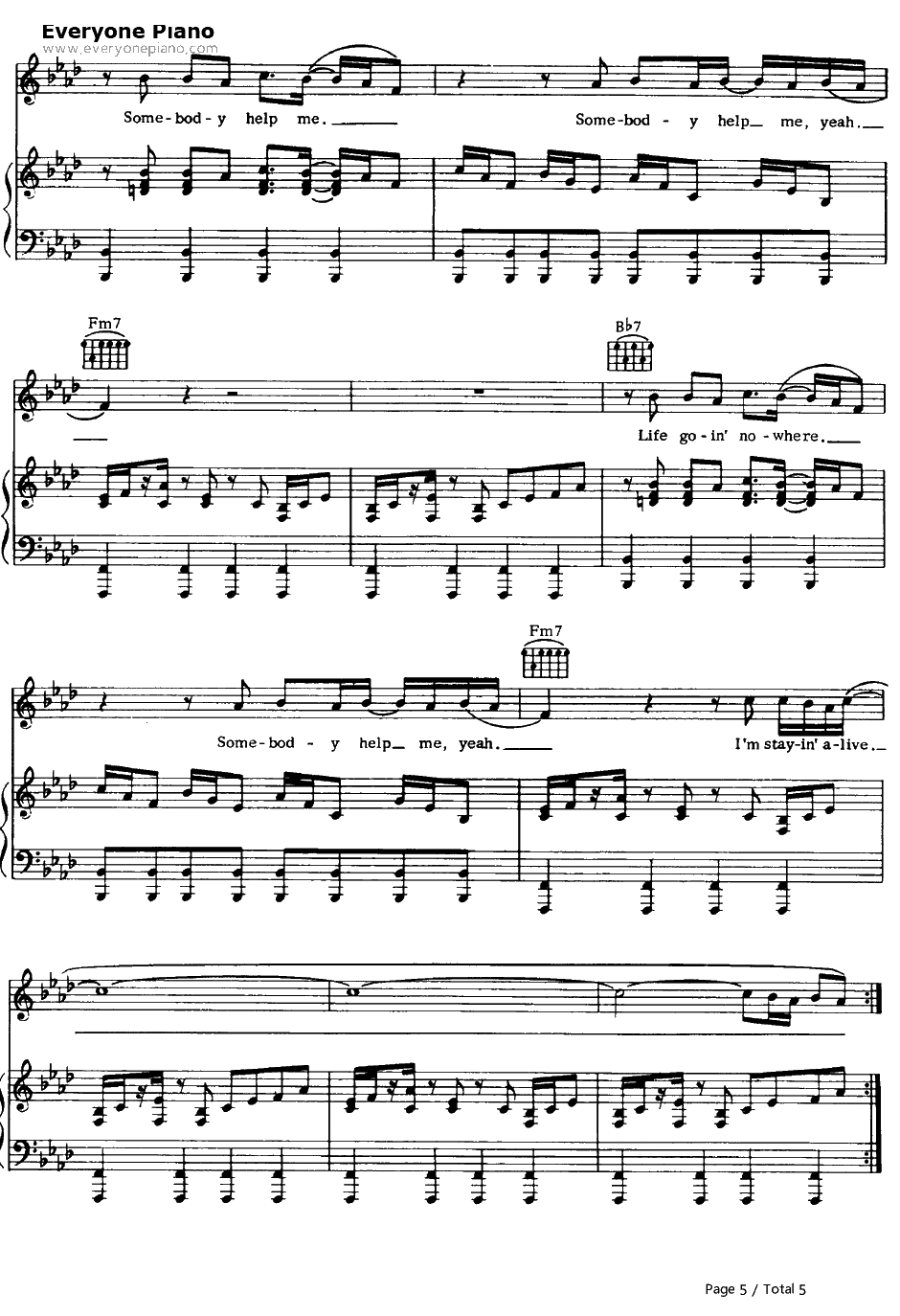 Stayin' Alive钢琴谱-BeeGees5