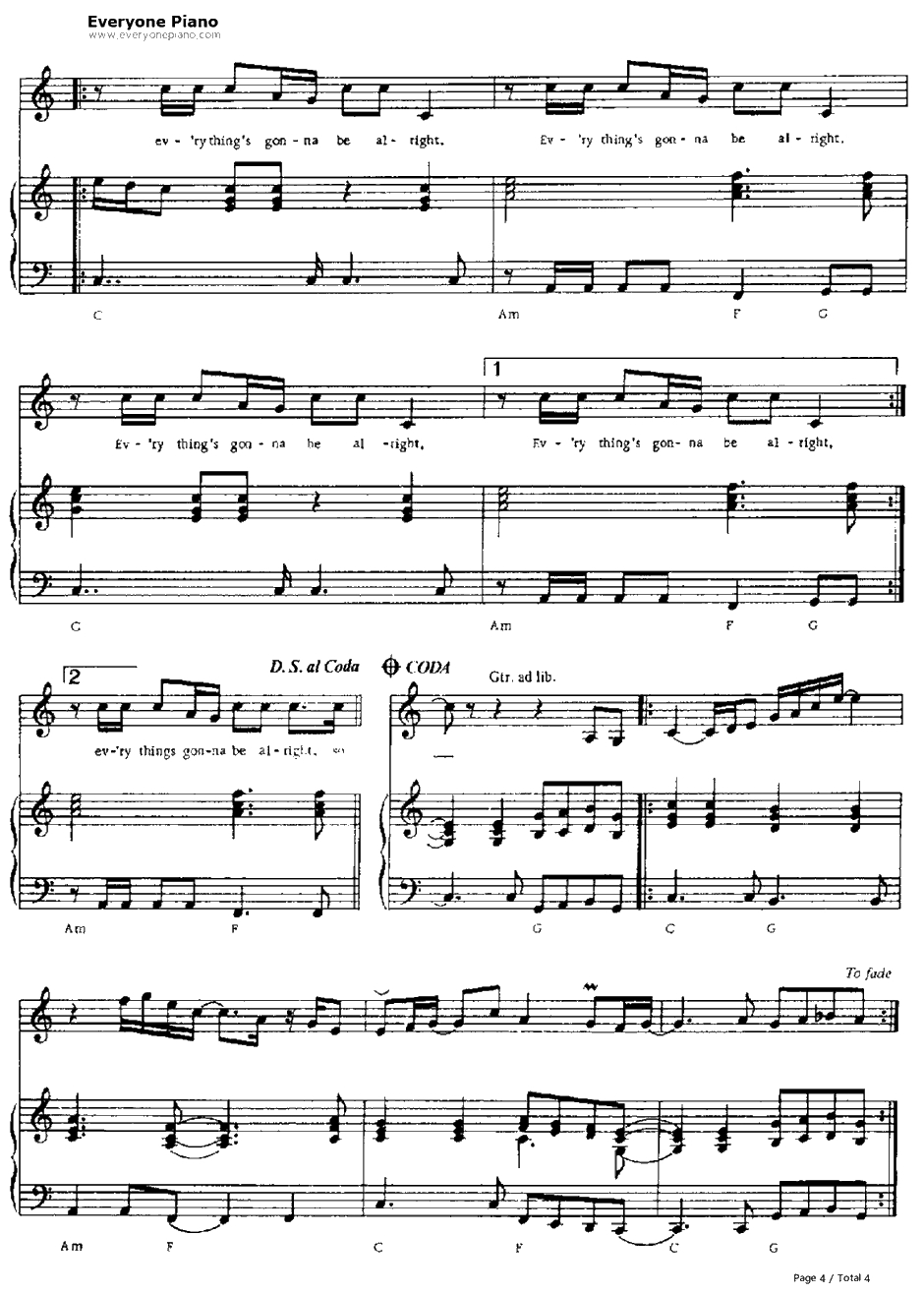 No Woman No Cry钢琴谱-BobMarley&theWailers4