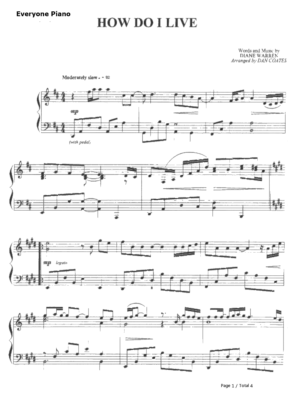 How Do I Live钢琴谱-LeAnnRimes-空中监狱主题曲1