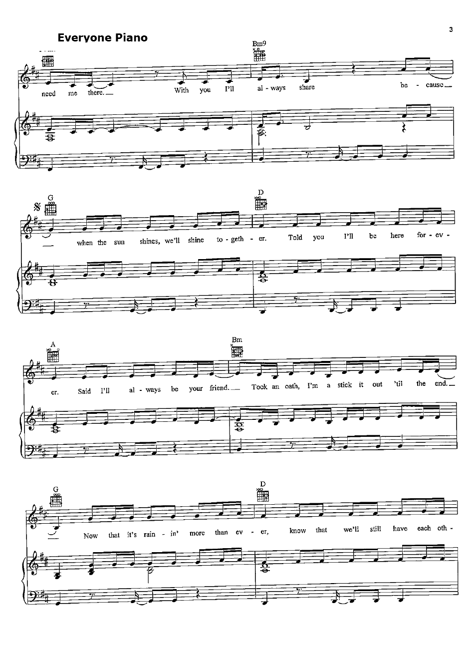 Umbrella钢琴谱-Rihanna 3