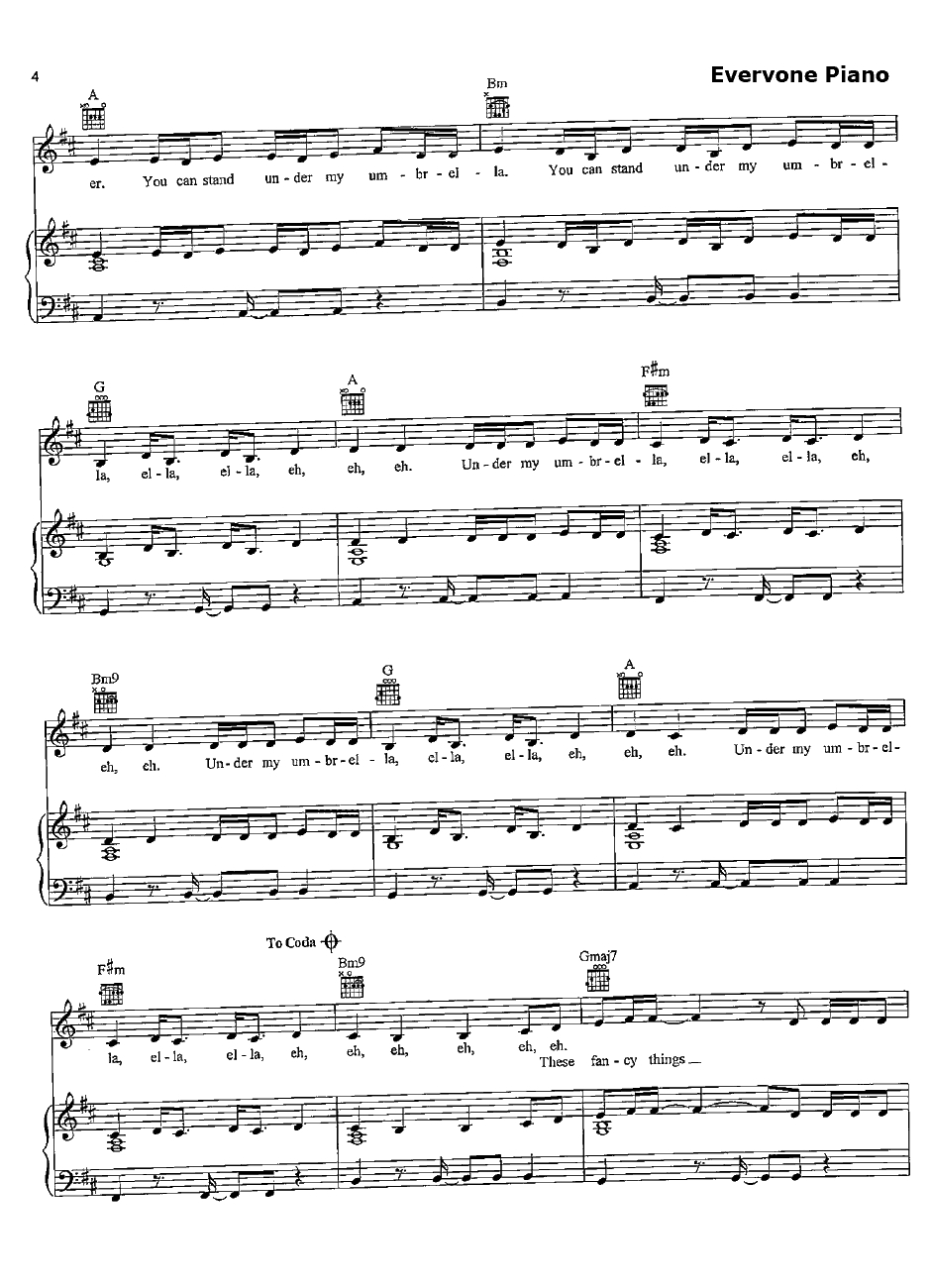 Umbrella钢琴谱-Rihanna 4