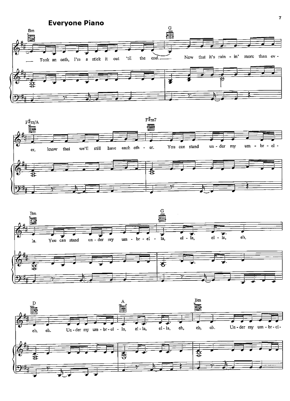 Umbrella钢琴谱-Rihanna 7