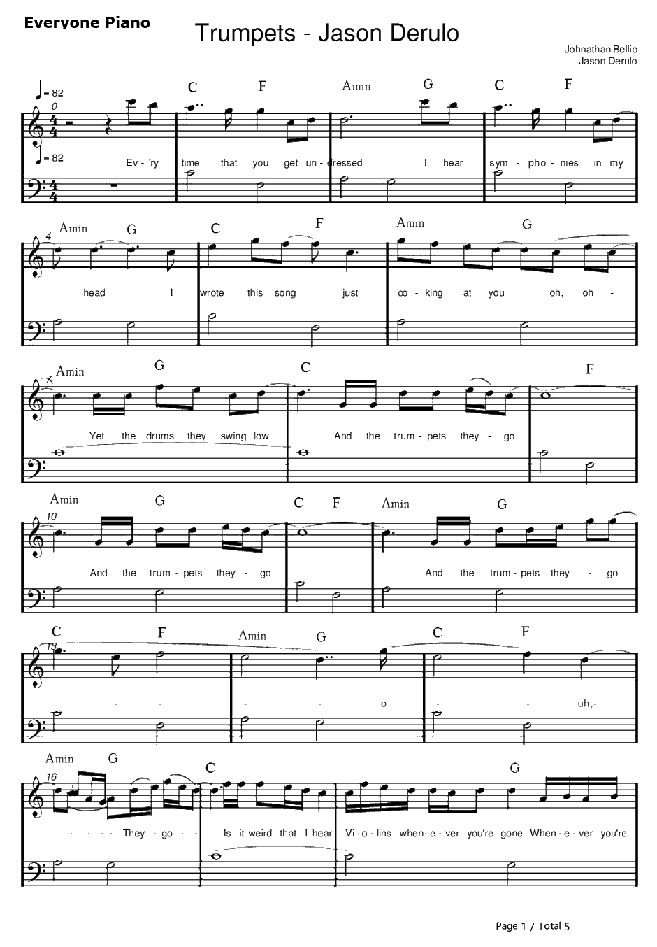 Trumpets钢琴谱-JasonDerulo1