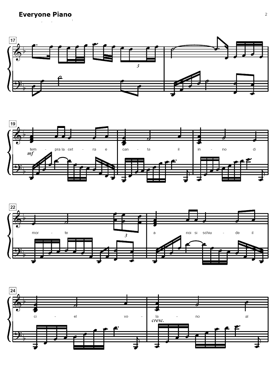 Canta per me钢琴谱-梶浦由记-黑街二人组OST2