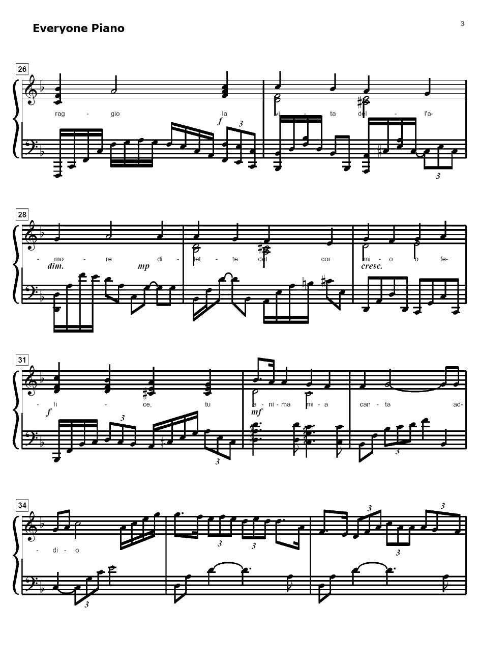 Canta per me钢琴谱-梶浦由记-黑街二人组OST3