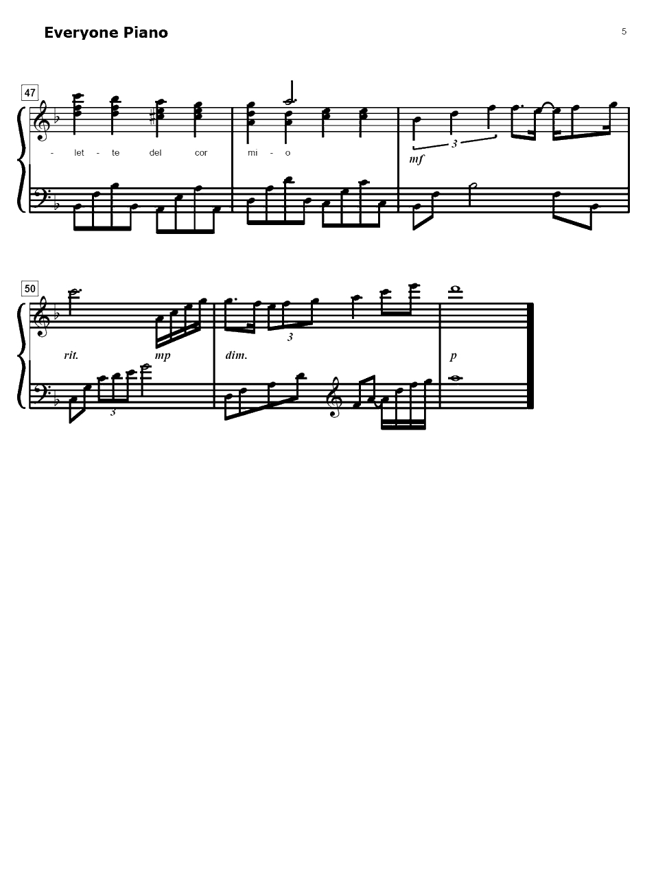 Canta per me钢琴谱-梶浦由记-黑街二人组OST5