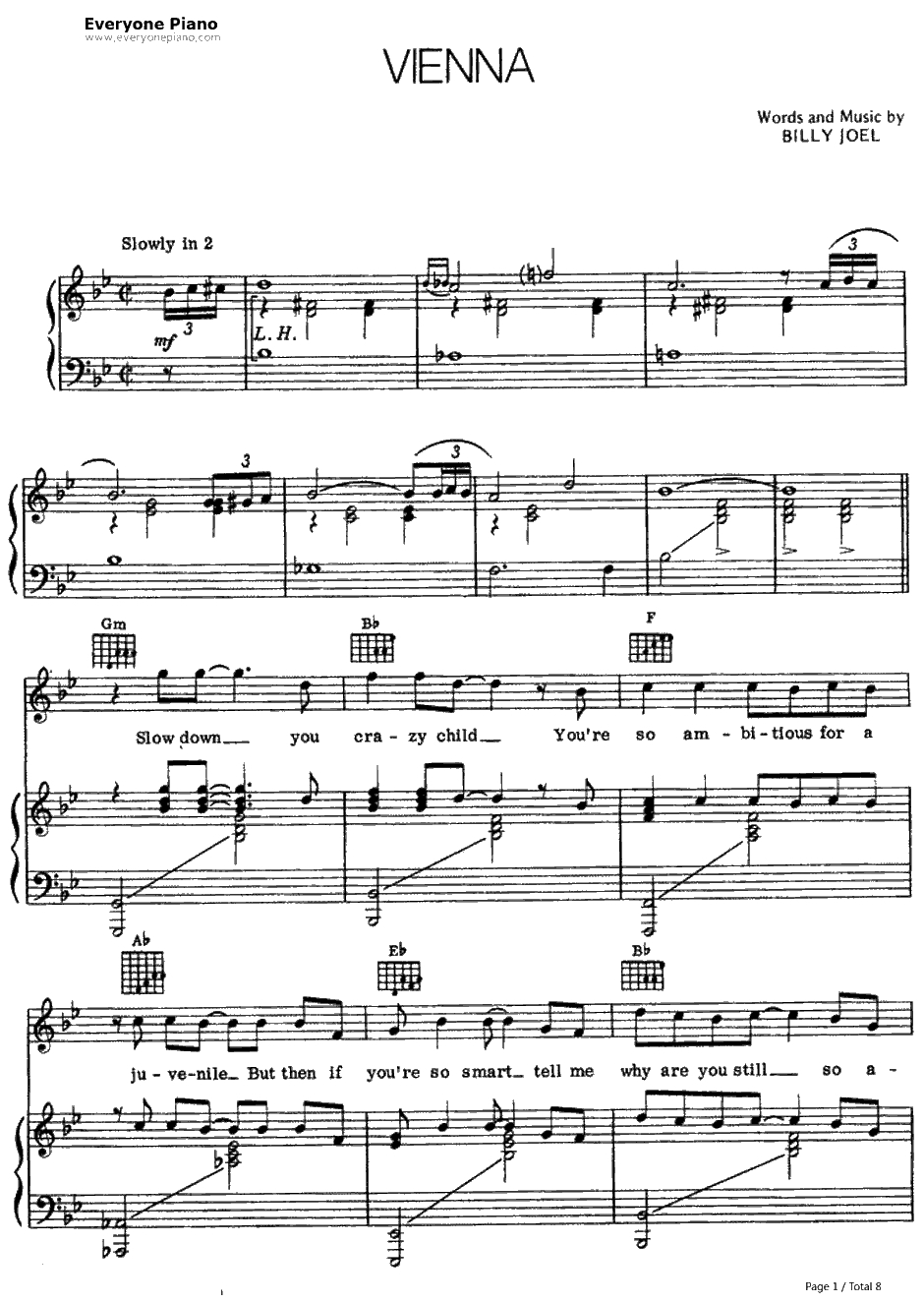 Vienna钢琴谱-BillyJoel 比利·乔尔1
